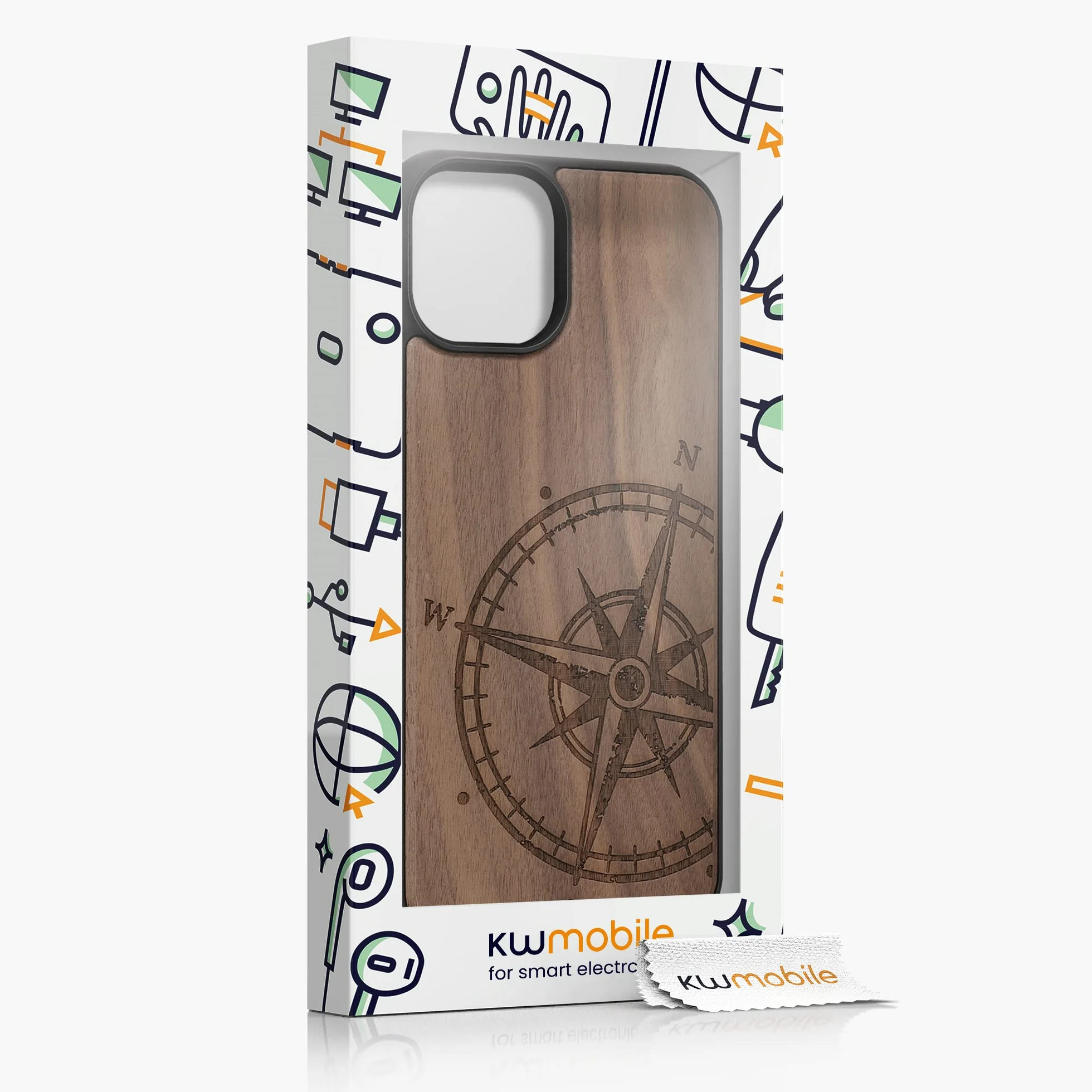 kwmobile Carcasa Compatible con Apple iPhone 14 Funda de Madera con Bumper Antigolpes Magnética