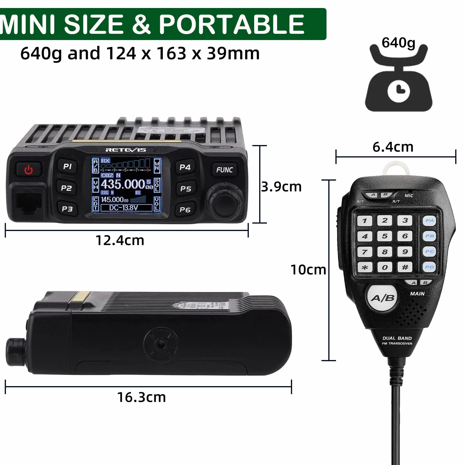Retevis RT95 Emisoras Coche Doble Banda de Radioaficionado, Profesional, Canales DTMF TFT con Función Escaneo y Contraseña Mini Móvil