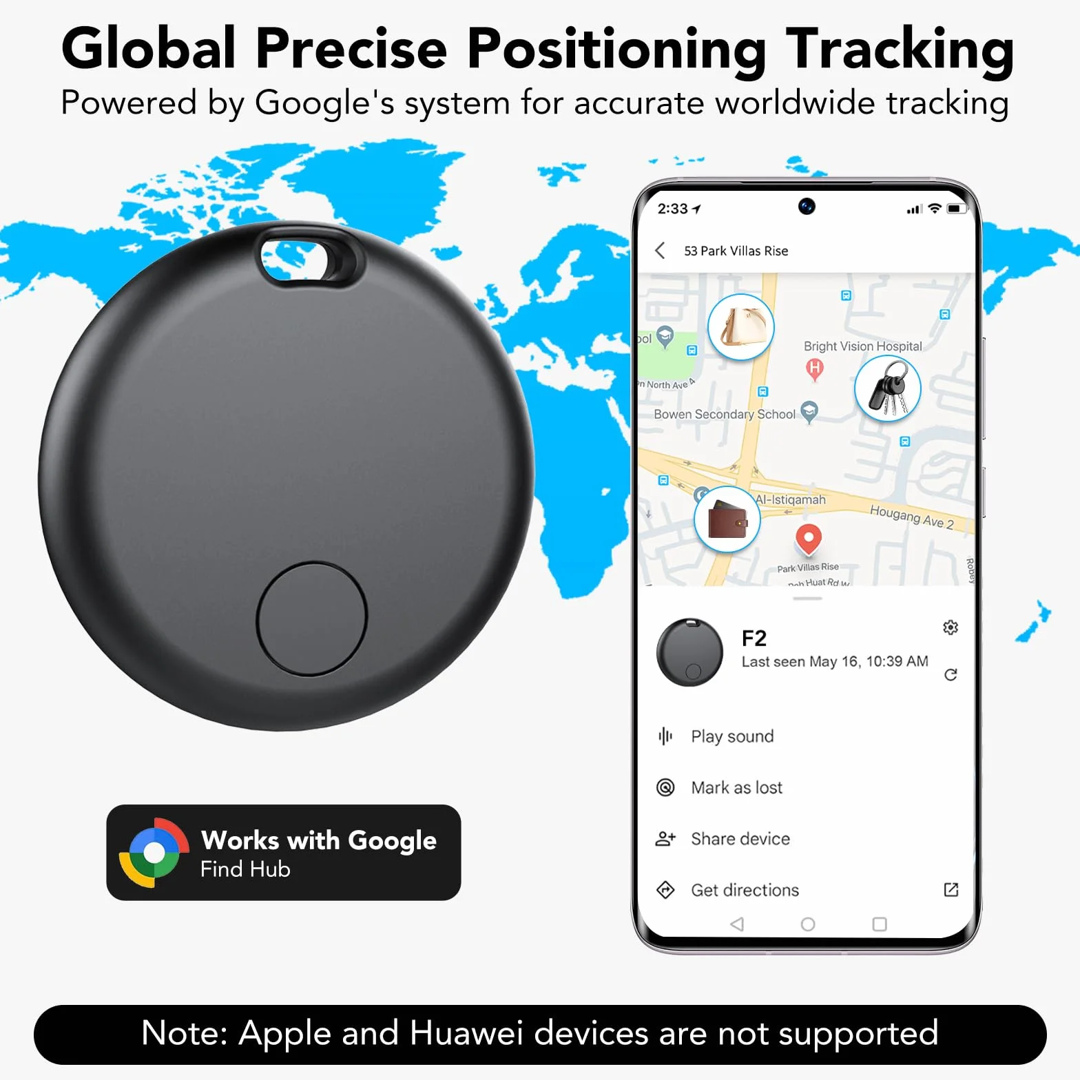 Localizador Bluetooth Android Smart Tracker IP68 Paquete de 4