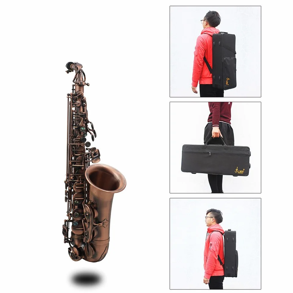 Btuty Eb E-flat Saxofón Alto Rojo-Bronce Sax Abalone-Concha Botones Patrón de Tallado con Maleta Guantes Paño de Limpieza Correa Cepillo