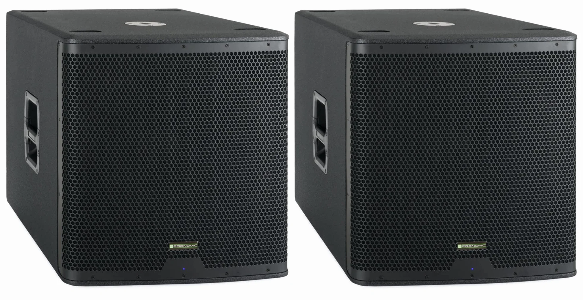 Pronomic C-118SA Set de 2 subwoofer Activo - 1600 vatios Pico / 800 vatios RMS - Altavoz de 18" con Bobina móvil de 3" - Rango de frecuencia: 30-200 Hz - 4 preajustes DSP - SPL máx.: 126 dB