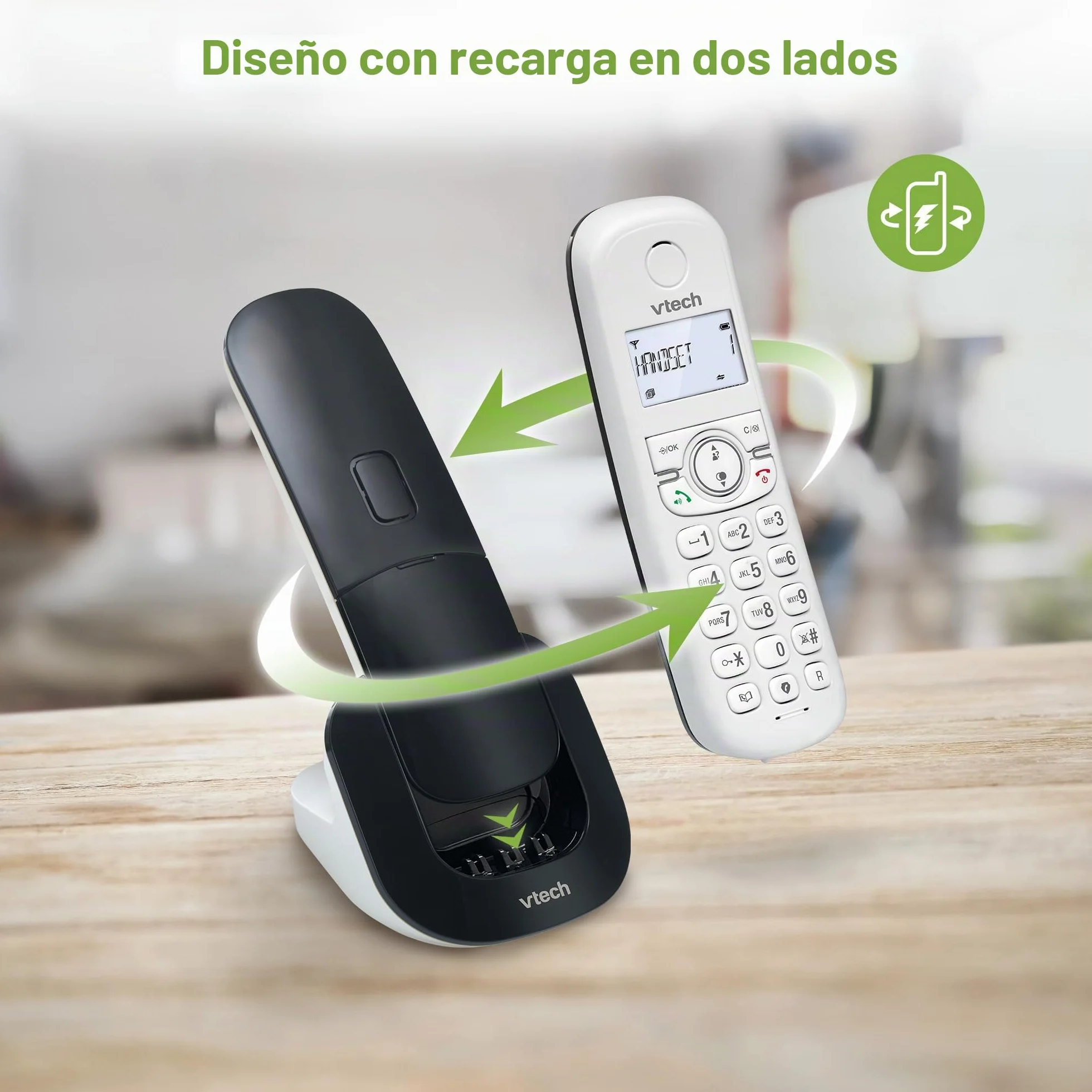 VTech CS1501 Teléfono inalámbrico Casa Duo, Teléfono Fijo DECT con Manos Libres y Bloqueo de Llamadas, Doble Carga, identificador de Llamada, LCD Pantalla retroiluminada y Teclado, Modo Eco, Blanco