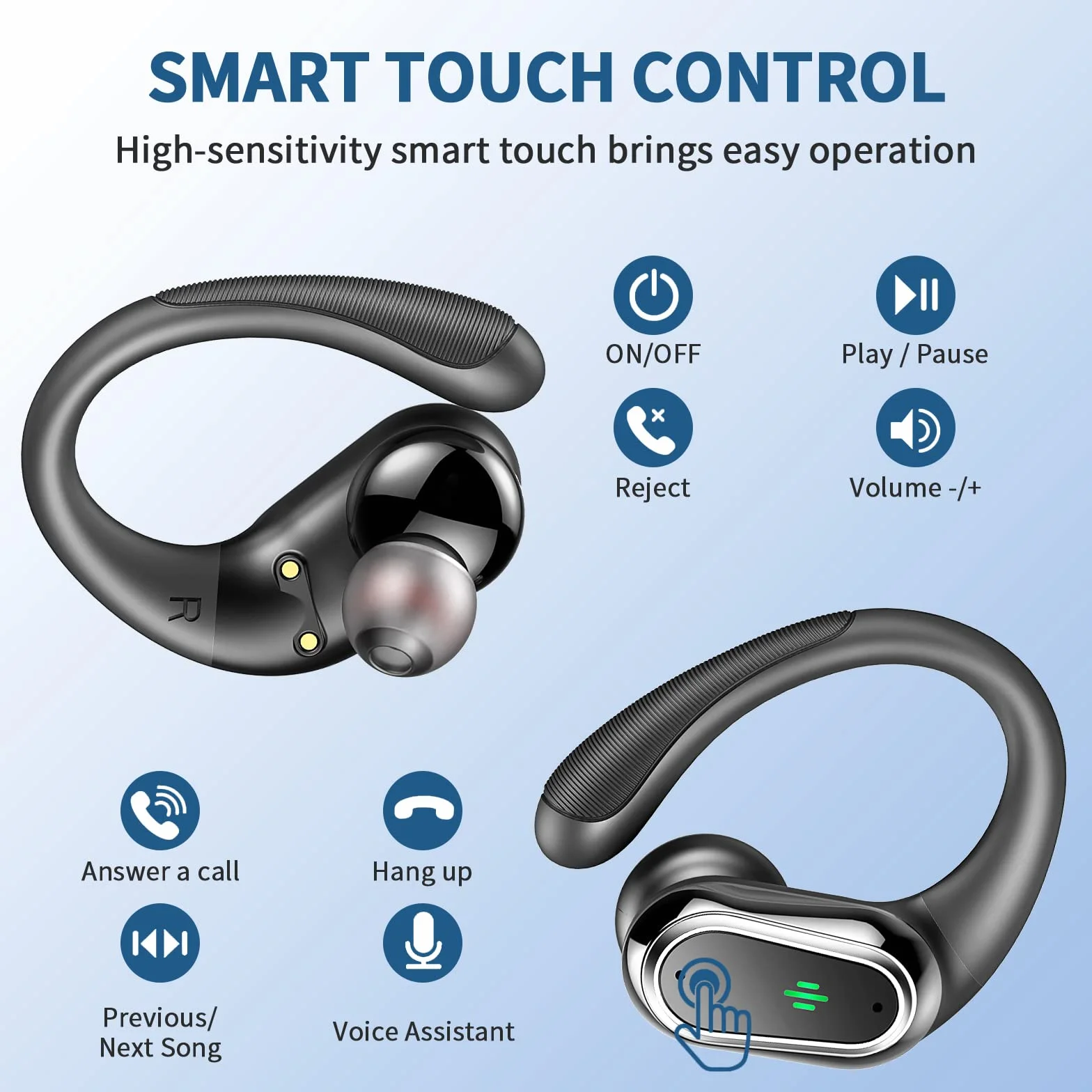Auriculares inalámbricos Bluetooth Deportivos 5.4 HiFi Estéreo con Cancelación Ruido ENC, 50H IP7 Impermeable