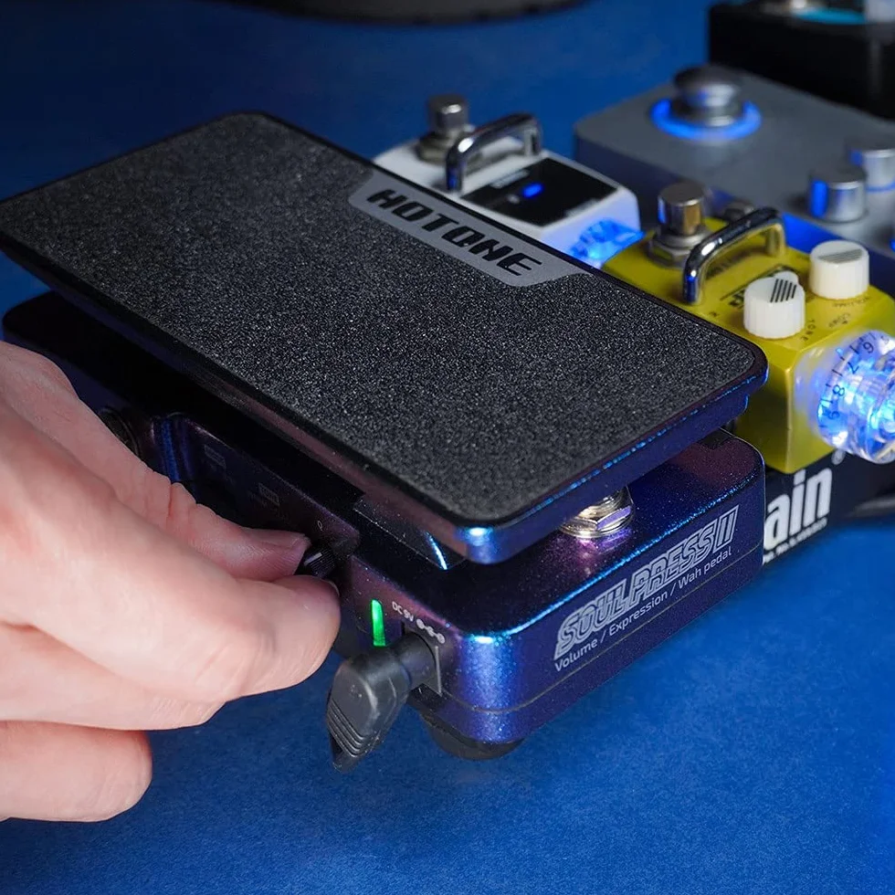 HOTONE Wah Volumen activo Expresión pasiva Pedal de efectos de guitarra conmutable 4 en 1 con pedal de efectos de guitarra visible Soul Press II
