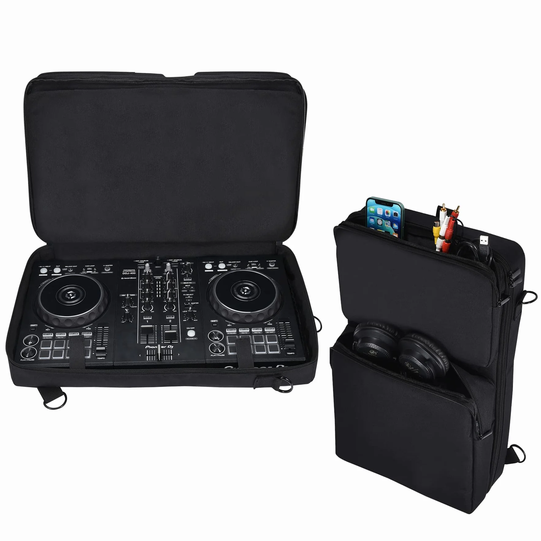 Bolsa Protectora de Viaje para Pioneer DJ DDJ-FLX4/DDJ-400/DDJ-SB3 o Roland DJ-202 DJ, Funda de Transporte con Almacenamiento de Accesorios y Correa de Hombro Ajustable