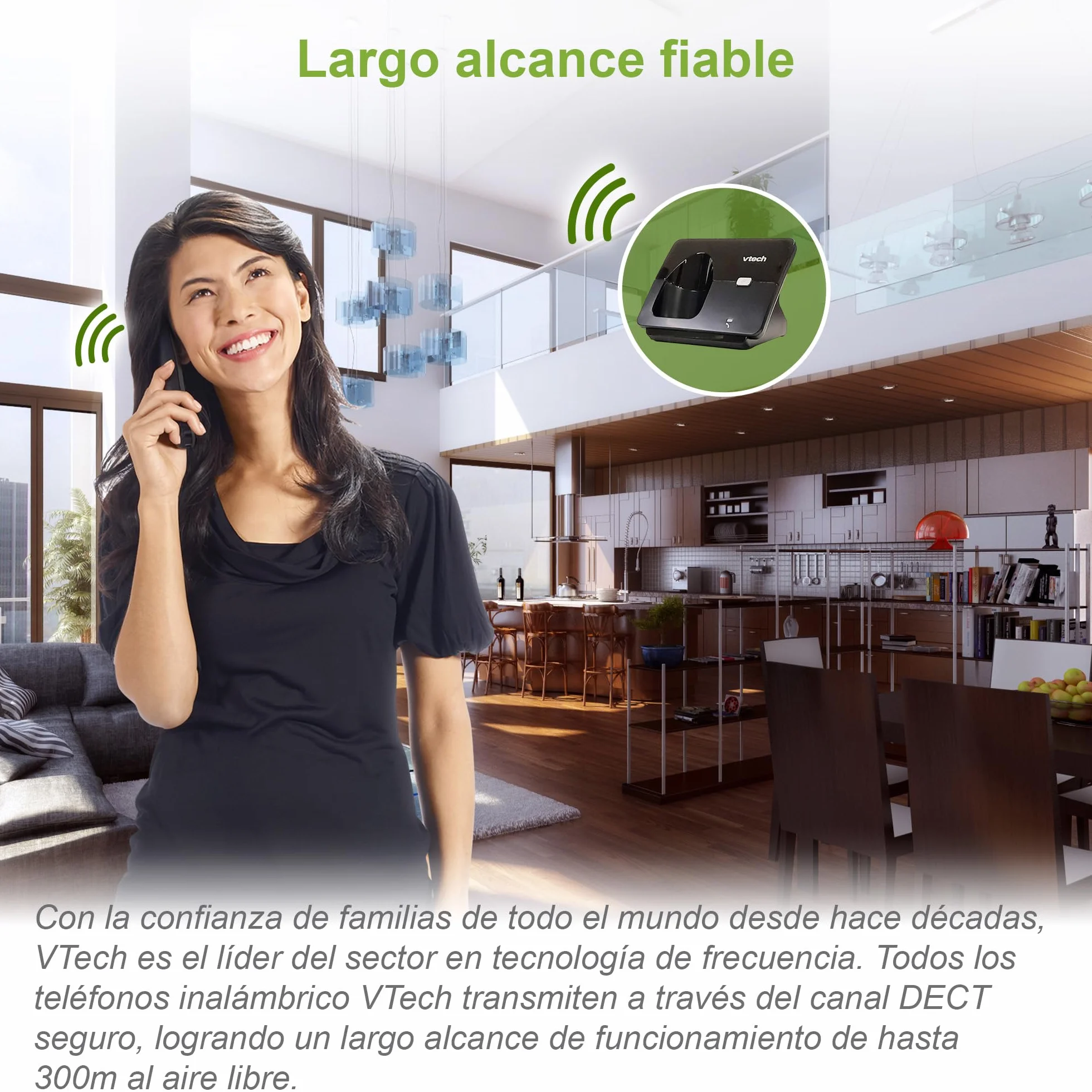 VTech CS2001 Teléfono inalámbrico DECT Duo, Identificador de Llamadas, Manos Libres, Negro