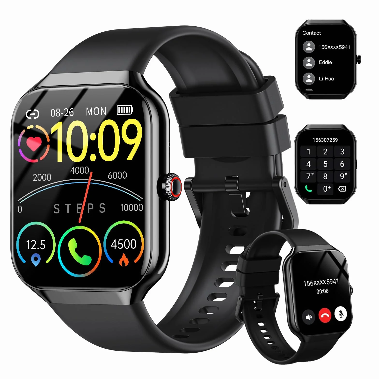 2026 Reloj Inteligente Hombre Mujer, 1.96" Smartwatch con Llamadas Bluetooth y Whatsapp Notificación, IP68 Pulsera Actividad con 100+ Modos Deportivos, Pulsómetro, Monitor de Sueño para Android iOS