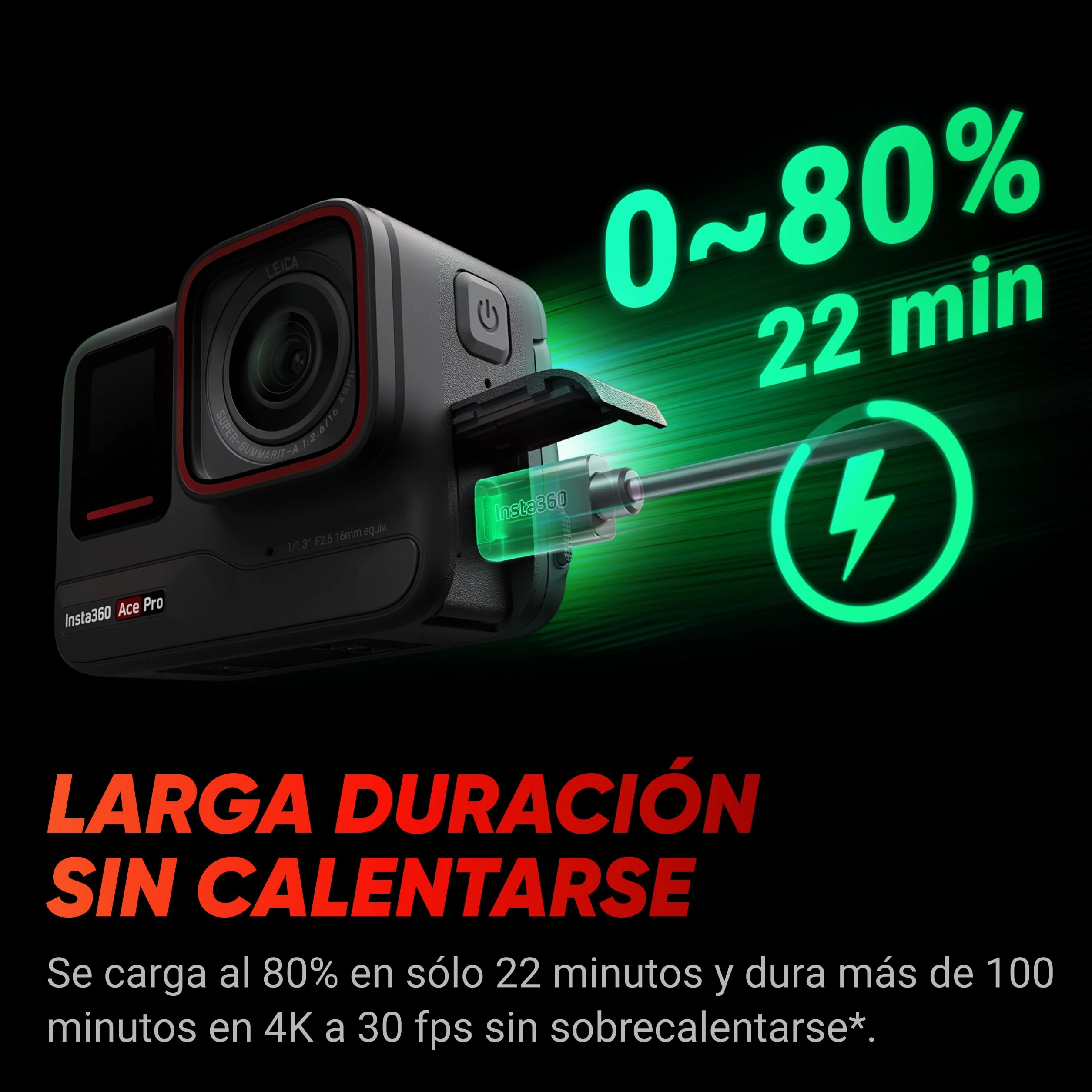Insta360 Ace Pro: Cámara de acción Impermeable diseñada con Leica, Sensor Insignia de 1/1,3", reducción de Ruido IA Imagen máxima, 4K a 120fps, Pantalla abatible 2,4" y Funciones de IA