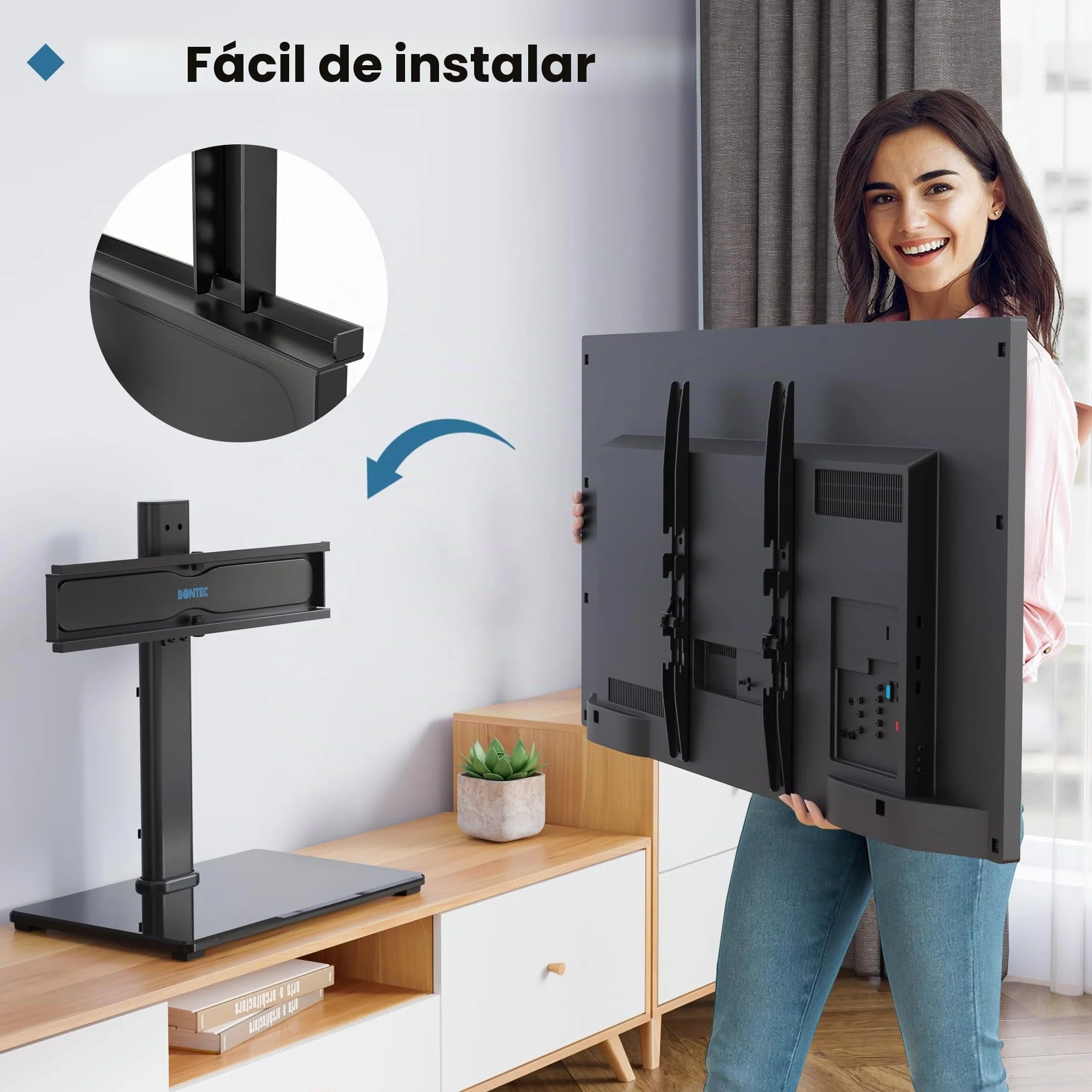 BONTEC Soporte TV Pie Giratorio Universal para 24-60 Pulgadas, Carga 45 kg, VESA 400x400 mm