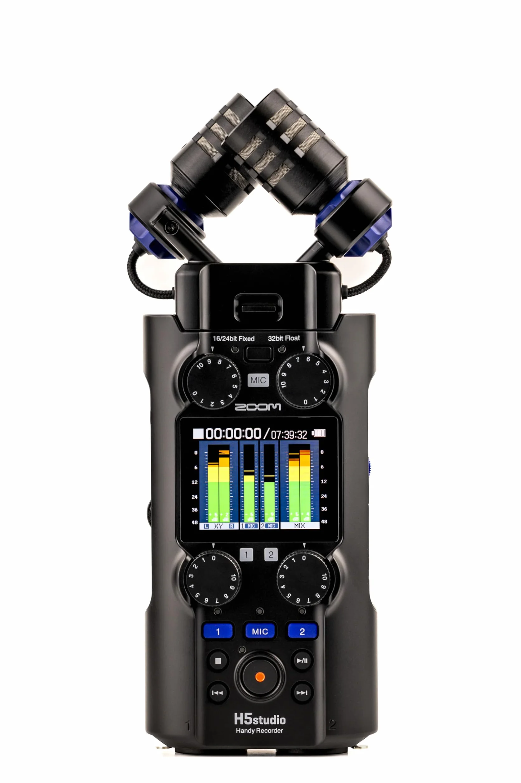 Zoom - H5Studio Grabador de Coma Flotante de 4 Pistas de 32 bits 192 kHz - 16/24 bits, Ganancia, limitadores, cápsula XYH-5e, Interfaz de Audio Mac, PC, iOS, Android