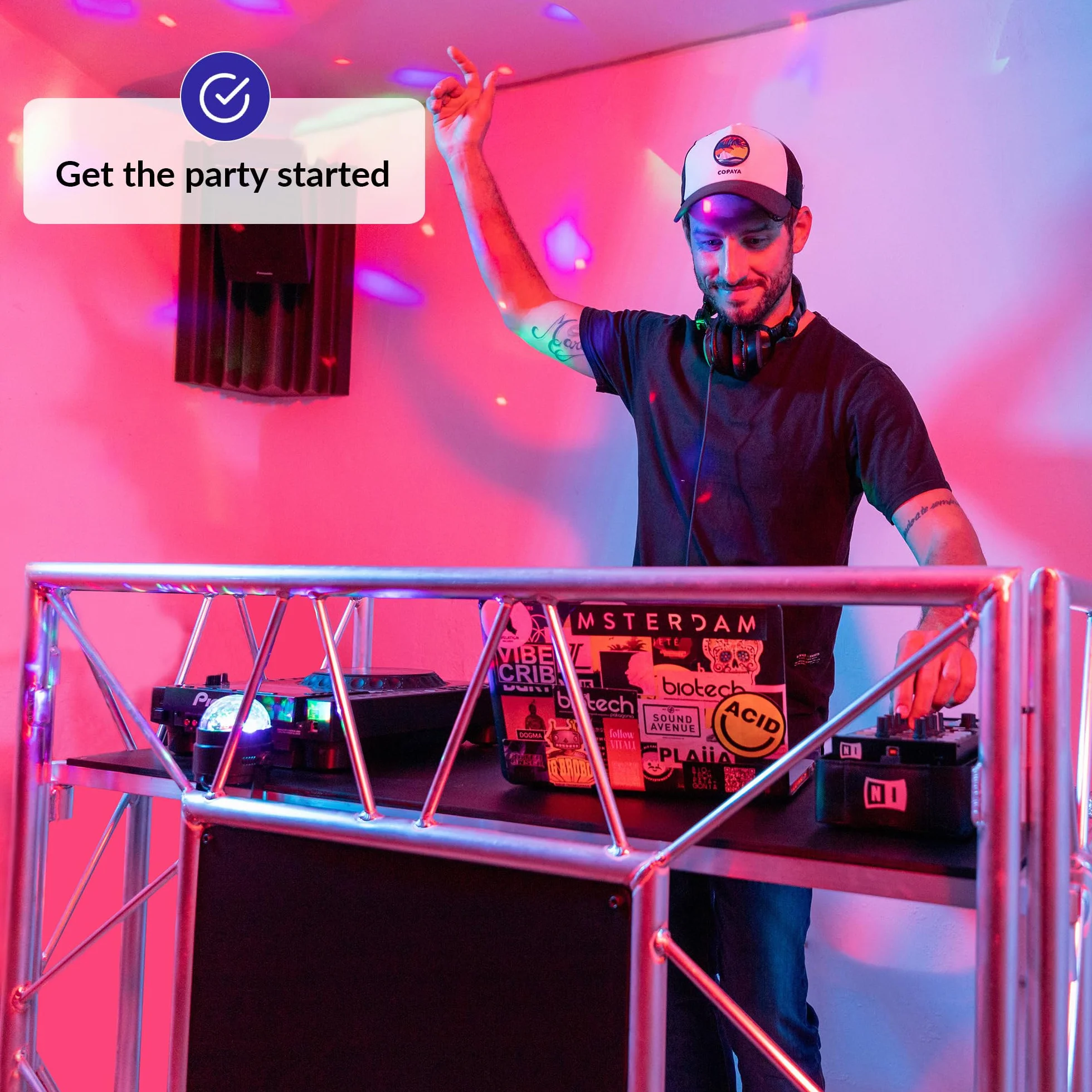 Cabina de DJ | Mesa de DJ | Cabina de DJ portátil para Fiestas | Cabina de DJ Plegable | Superficie óptima para Todo su Equipo de DJ | Cabina de DJ con Mesa Negra