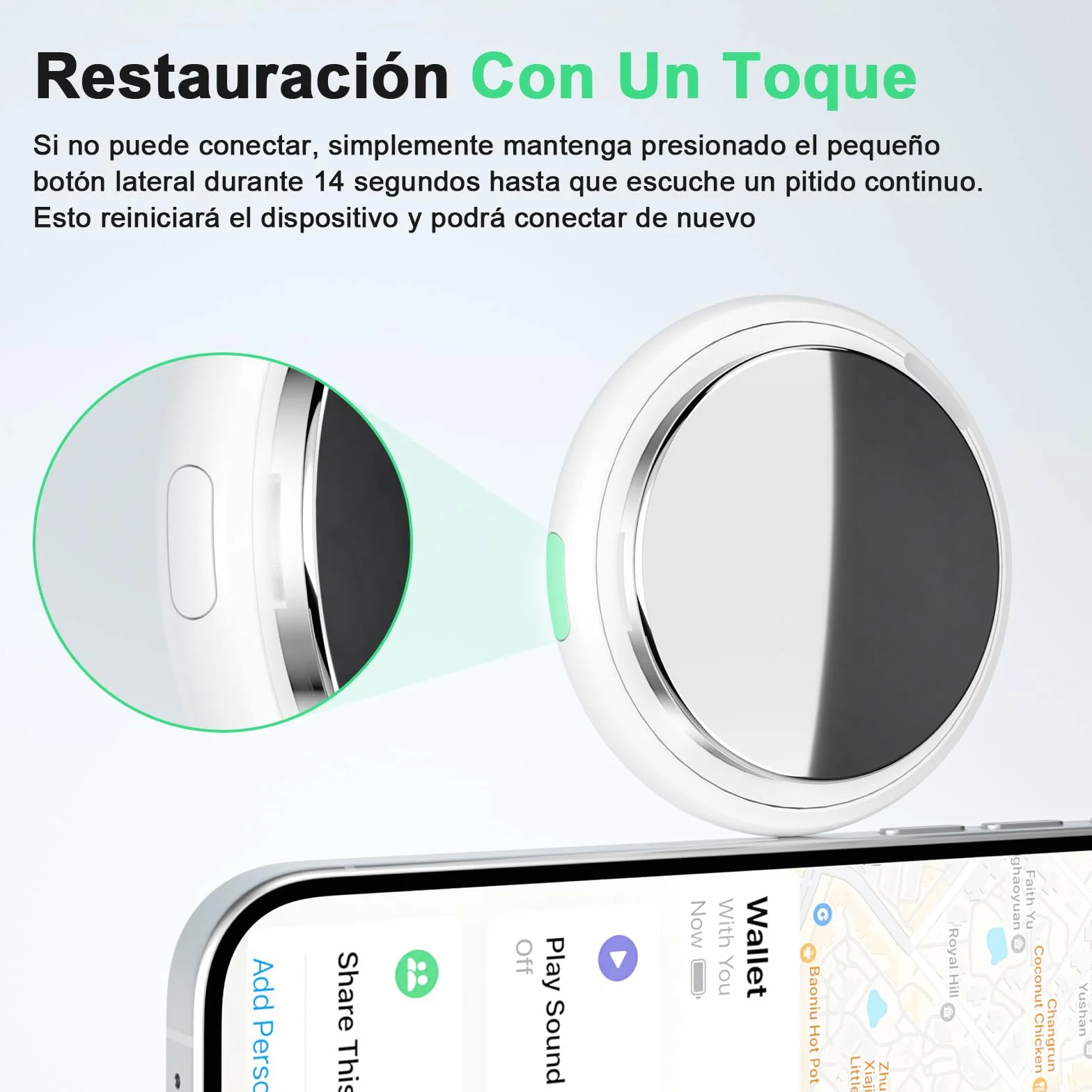 Smart Air Tracker Tag para Apple Buscar (Solo iOS), Bluetooth Rastreador para Llaves, Blanco, Paquete de 1
