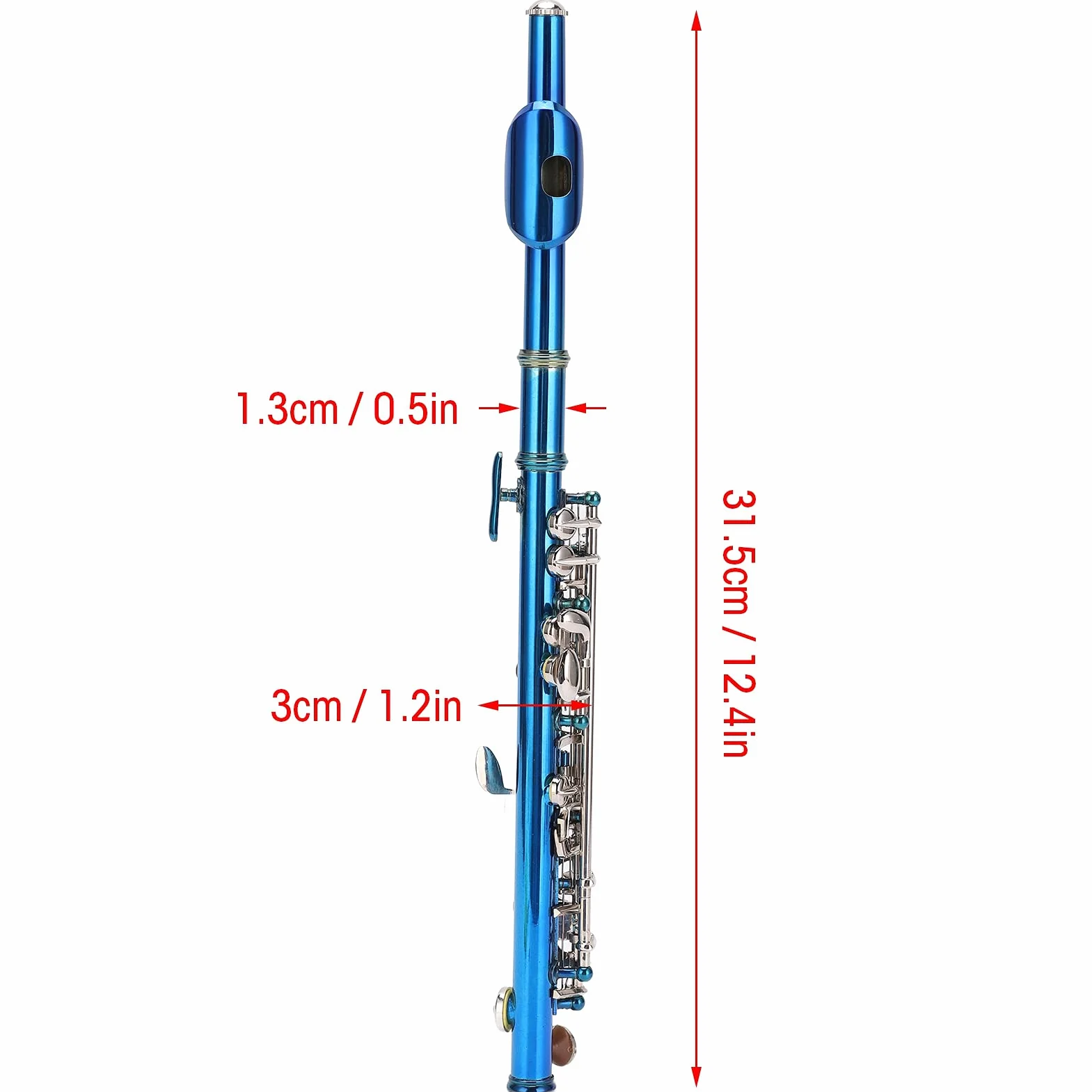 Flauta Piccolo Cupronicke, Flauta Piccolo Cupronickel Azul + Llave E Francesa 6 Agujeros para Principiantes