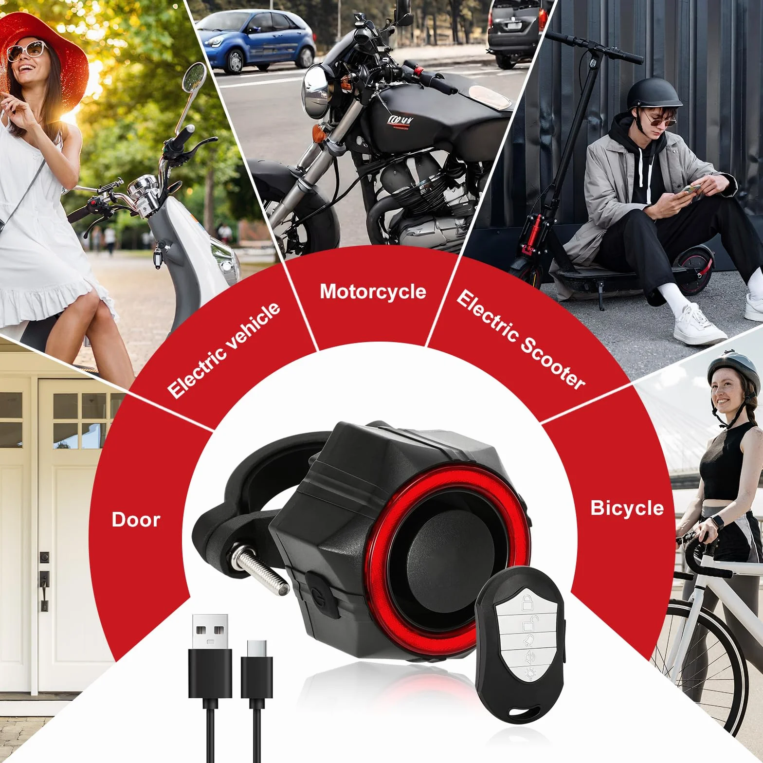 BANGTING 110 dB Alarma Bicicleta con Control Remoto, Alarma Antirrobo Inalámbrica para Moto, Alarma Patinete Electrico Impermeable IP65, Alarma Bicicleta Antirrobo para Bicicleta Electrico (Negro)