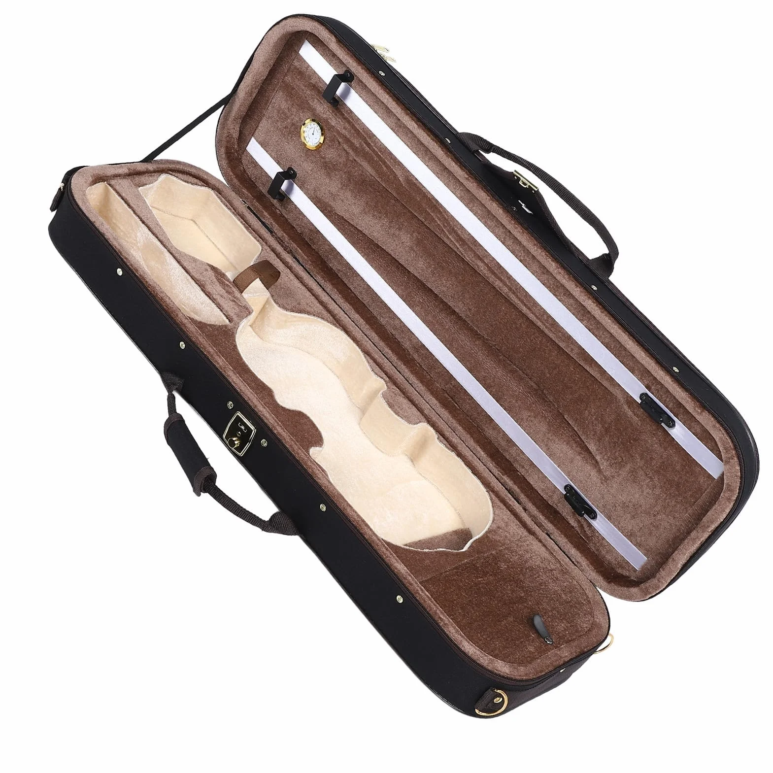 Caja de Violín de Tamaño 4/4 con Higrómetro Estuche de Violín de Carcasa Dura Mochila Estuche de Protección de Instrumentos Musicales de Tela Oxford