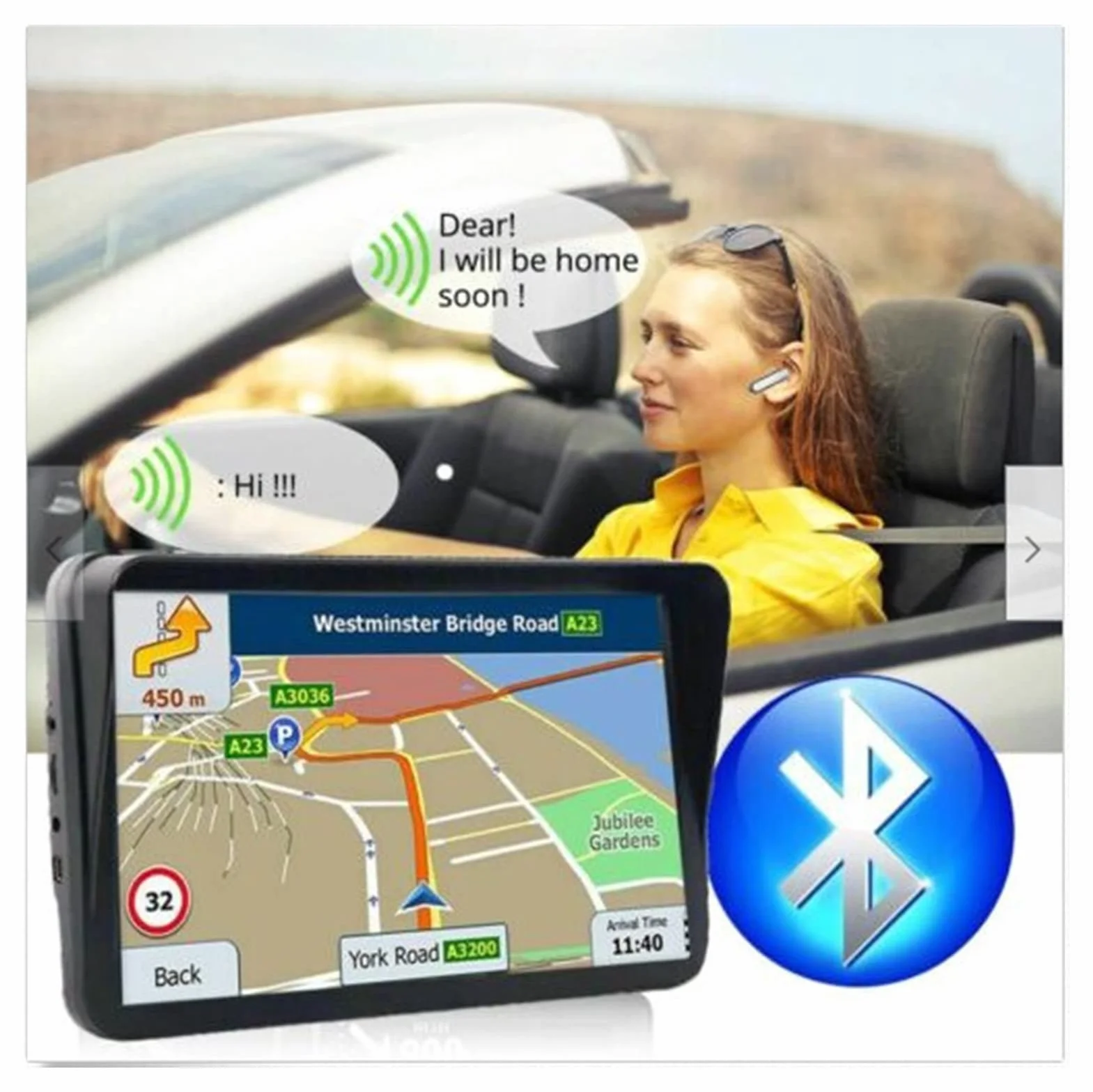 Navegador GPS de Camiones 9 Pulgadas con Pantalla táctil capeptual Gratuita UE Mapa Fácil instalación(Android1g16g)