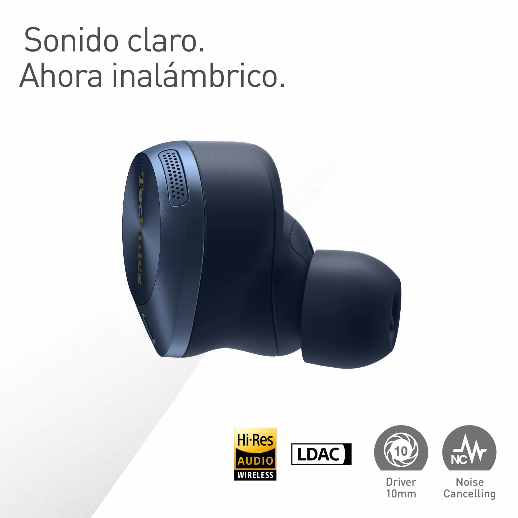 Technics EAH-AZ80E-A Auriculares inalámbricos con cancelación de Ruido, Bluetooth, Auriculares intrauditivos con micrófono, Ajuste Personalizable, hasta 7 Horas de reproducción, Azul Medianoche