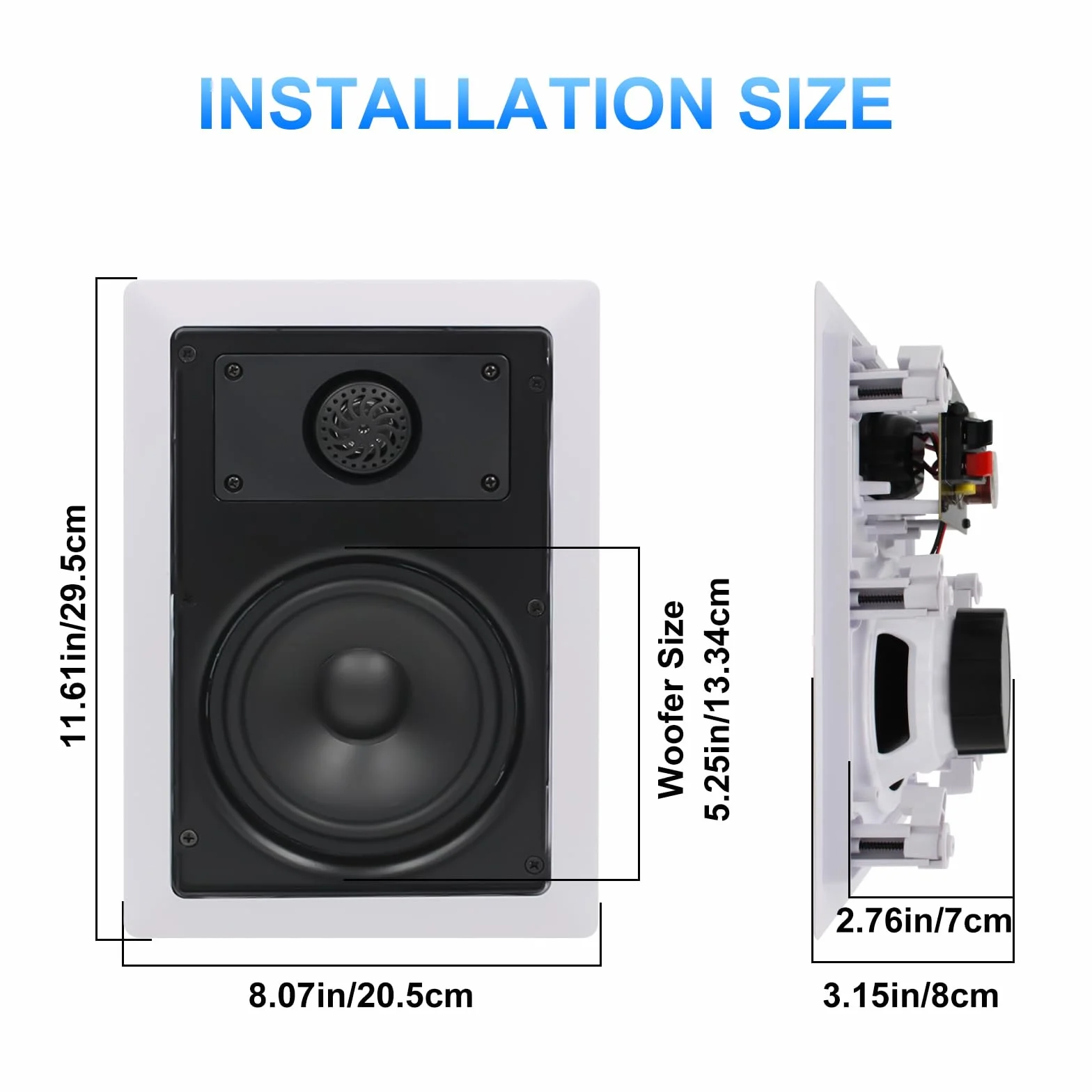 Herdio - Altavoces de Pared de 5,25 Pulgadas, 2 vías,Montaje en Pared y Techo en Interiores/Exteriores (2 Pares, Rejilla pintable)