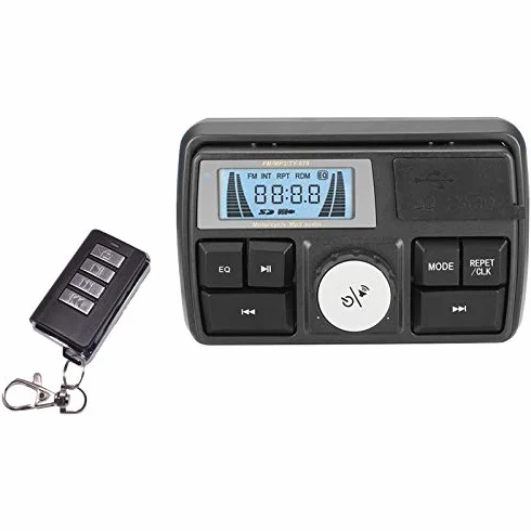 SEMAL Motocicleta Audio MP3 Radio de Sonido Altavoces EstéReo Bluetooth Impermeable FM 5 EQ Funciones Pantalla LCD USB/SD/TF