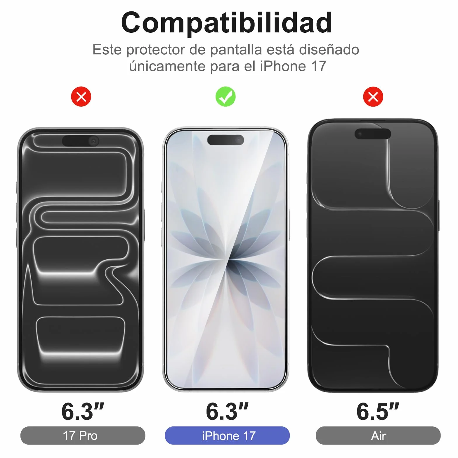 NEW'C 2 x Protector Pantalla para iPhone 17 (6,3 Pulgadas) y 2 x Protector Pantalla Protector de Lente de Cámara - Cristal Templado - Ultra Resistente - Herramienta de instalación fácil incluida