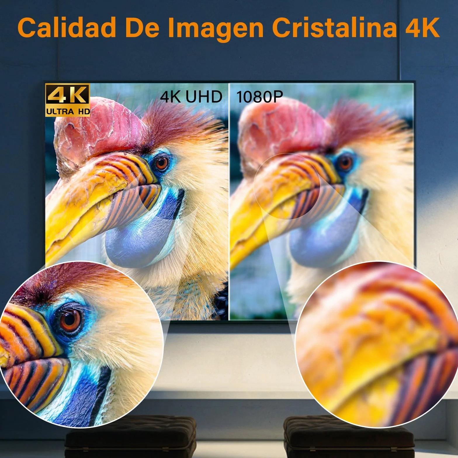 Antena TV Interior Potente con Base Magnética 500 km 360° 4K/1080p/VHF/UHF DVB-T/T2