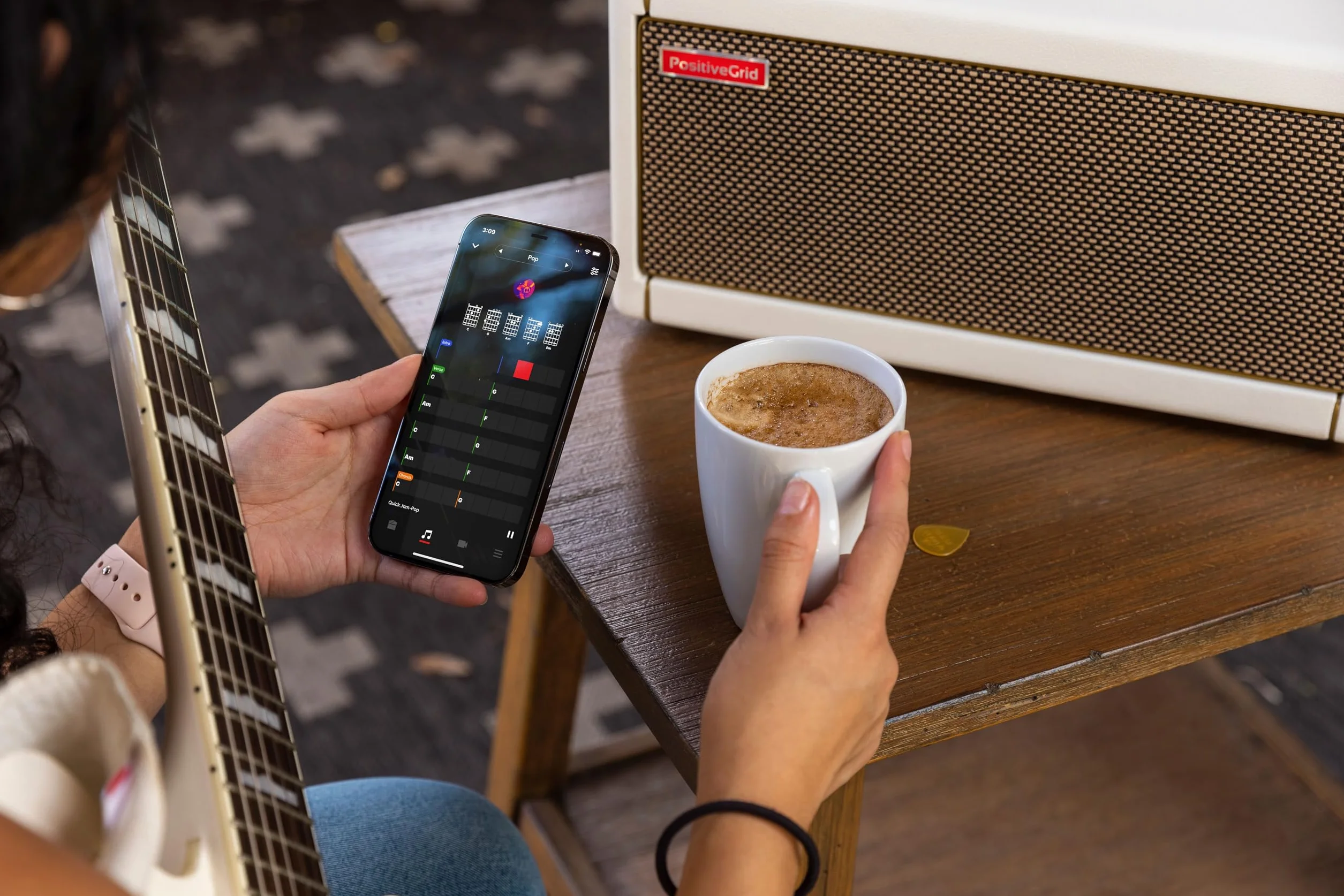 Positive Grid Spark Pearl Amplificador de Guitarra con Bolsa, Amplificador Combinado de 40 vatios para Guitarra eléctrica, acústica y bajo con Spark Aplicación móvil