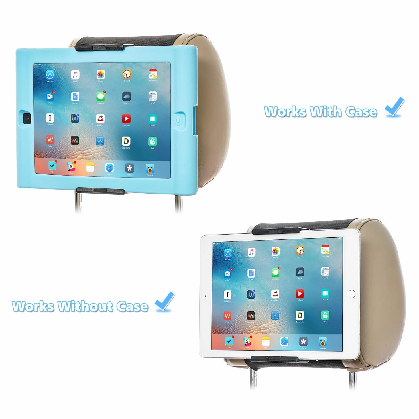 Soporte para reposacabezas de vehículo, para tabletas y teléfonos con Pantallas de 5 a 10,5 Pulgadas, Compatible con iPhone iPad Air Mini, Samsung Galaxy, Nintendo Switch
