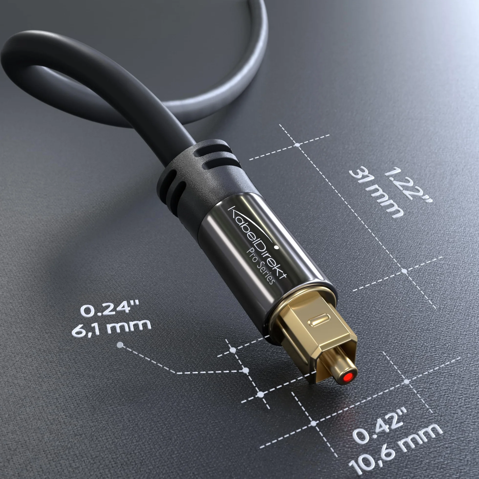 KabelDirekt 1m Kabel Optyczny TOSLINK Audio Dolby Digital DTS Męski-Męski Czarny