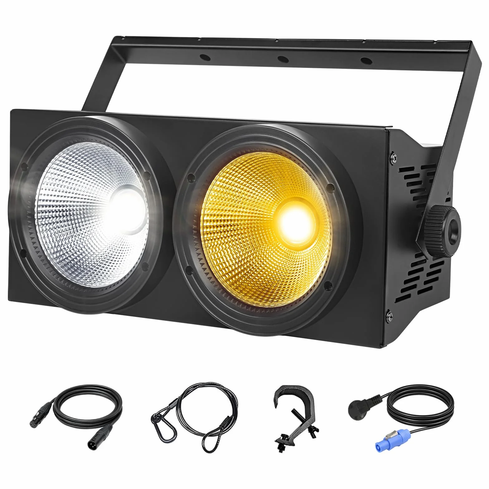 Luces PAR LED Cegadora de 200 W para escenario, 2 luces LED blanco frío y cálido, control DMX, estroboscópico COB con activación por sonido para teatros, iglesias y eventos de DJ.