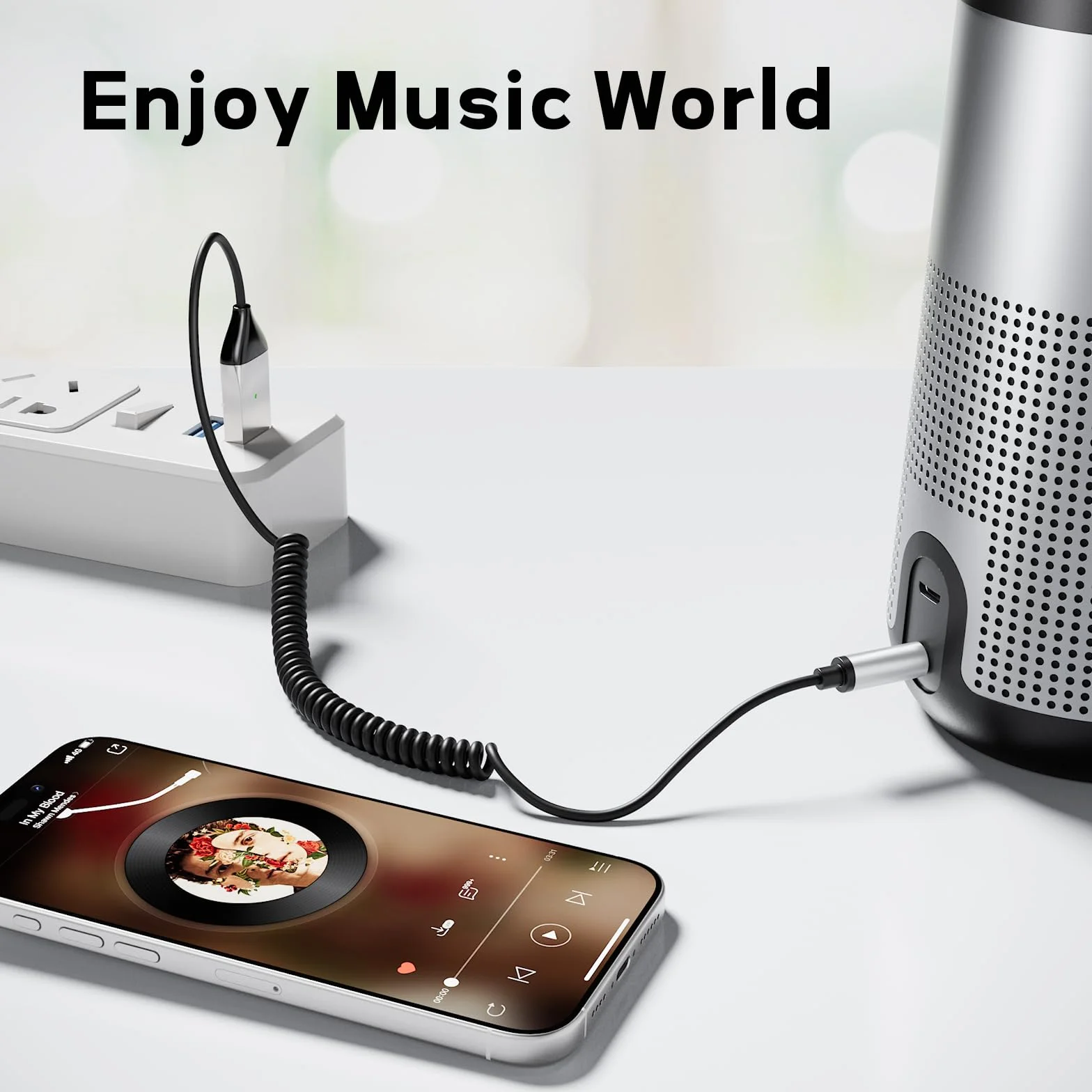 Mugust USB Receptor Bluetooth 5.3 Adaptador Jack 3.5mm Aux Auxiliar Conector Audio Cable Coche Manos Libres Móvil Altavoces