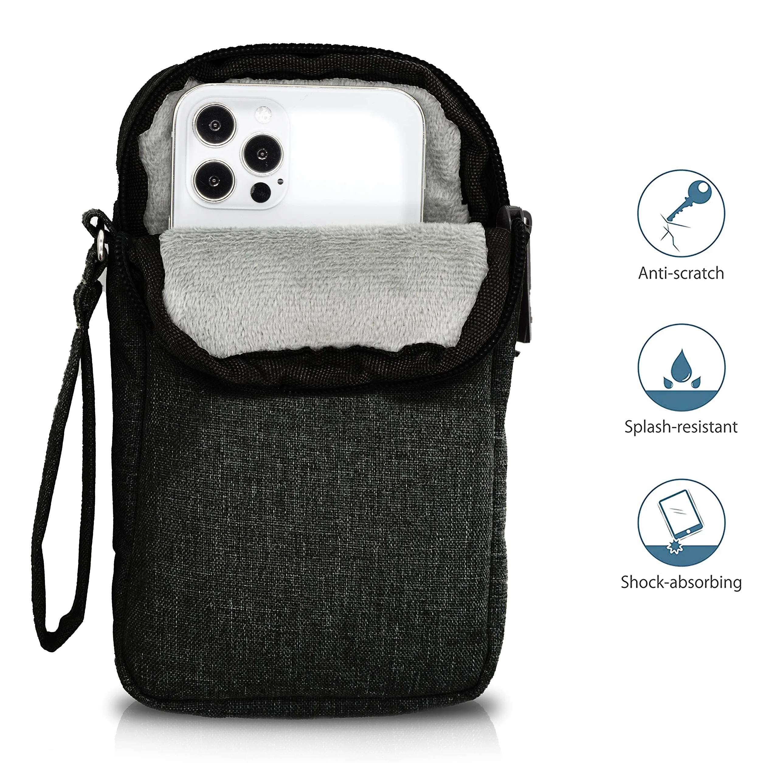 MyGadget Bolsa de Nylon para Tablet 6,5 Pulgadas Estuche Acolchado 8,9 x 16,5 cm Sleeve Negro