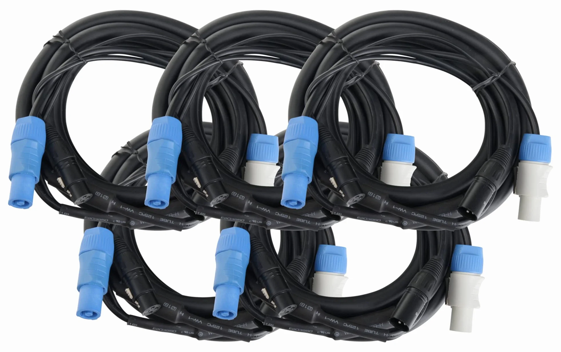Pronomic Stage PPD-5 Cable Híbrido Powerplug/DMX Set de 5 - Cable combinado para alimentación y señal DMX - No más enredos al conectar efectos de luz - Longitud: 5 m - Negro