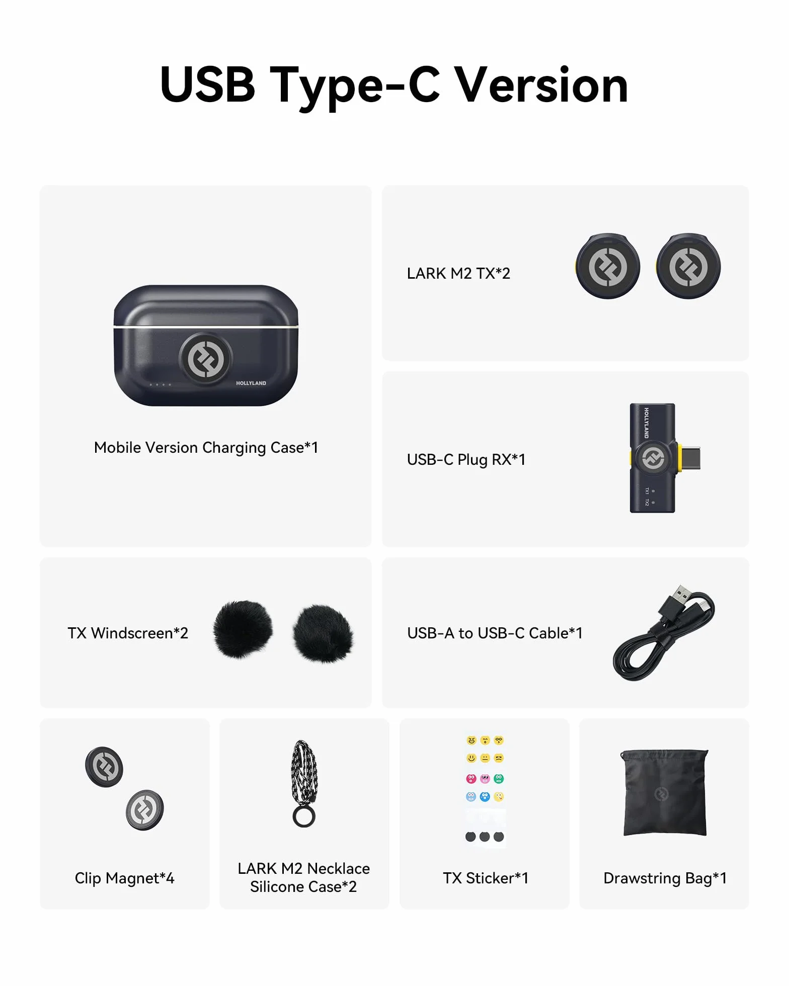 Hollyland Lark M2 Micrófono Inalambrico Solapa Compatible con Teléfonos Android, iPhone 15, 300 m, Hi-Fi Audio, Cancelación de Ruido, 30H Duración, Micrófono Inalámbrico para Livestream Vlog - Negro