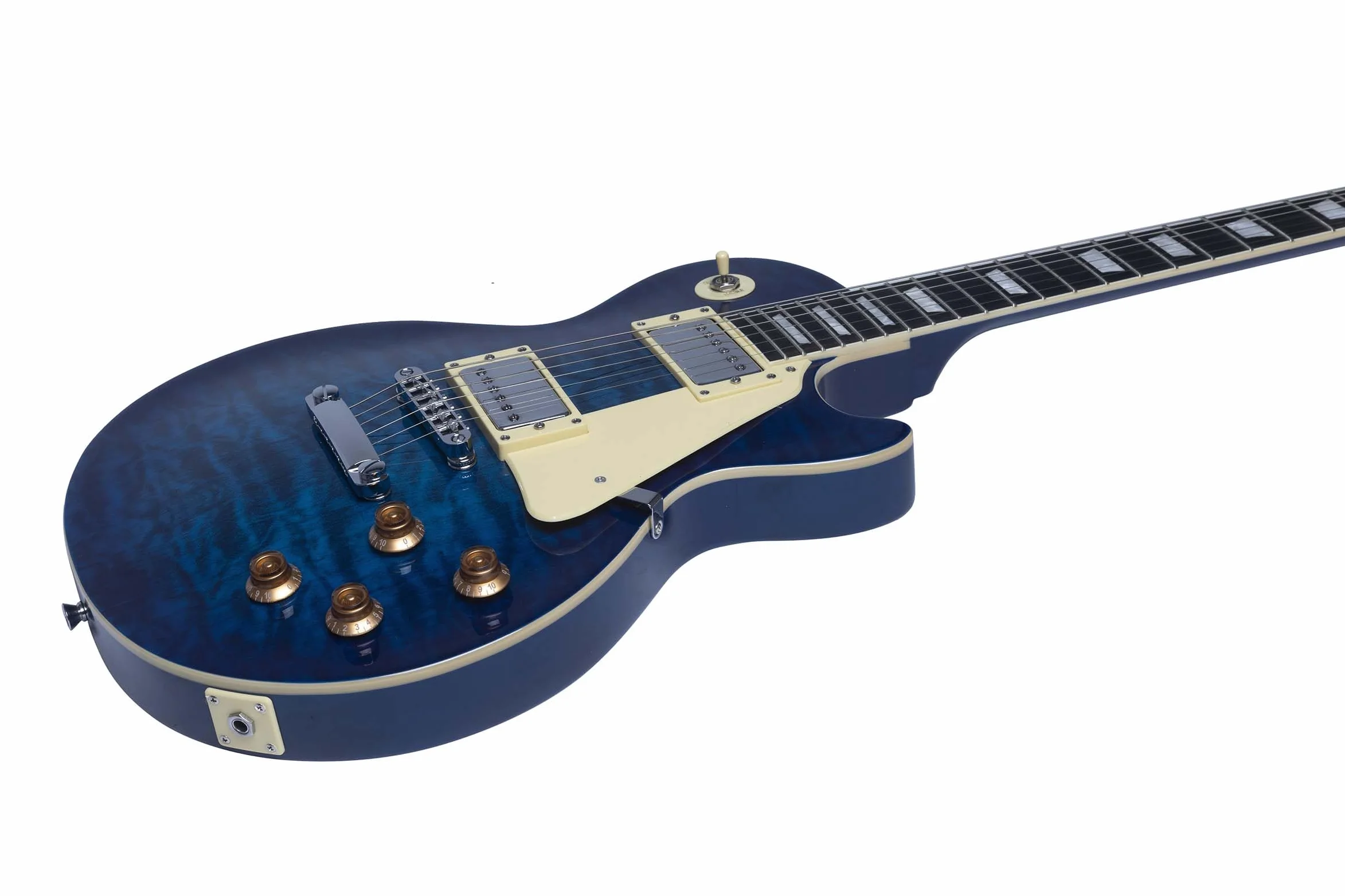 EKO GUITARS – Guitarra Eléctrica LS-300, Cuerpo de Álamo, Mástil de Arce, Diapasón de WPC, 2 Pastillas Humbucker, Puente Tune-O-Matic, 22 Trastes, Color Blue Quilted