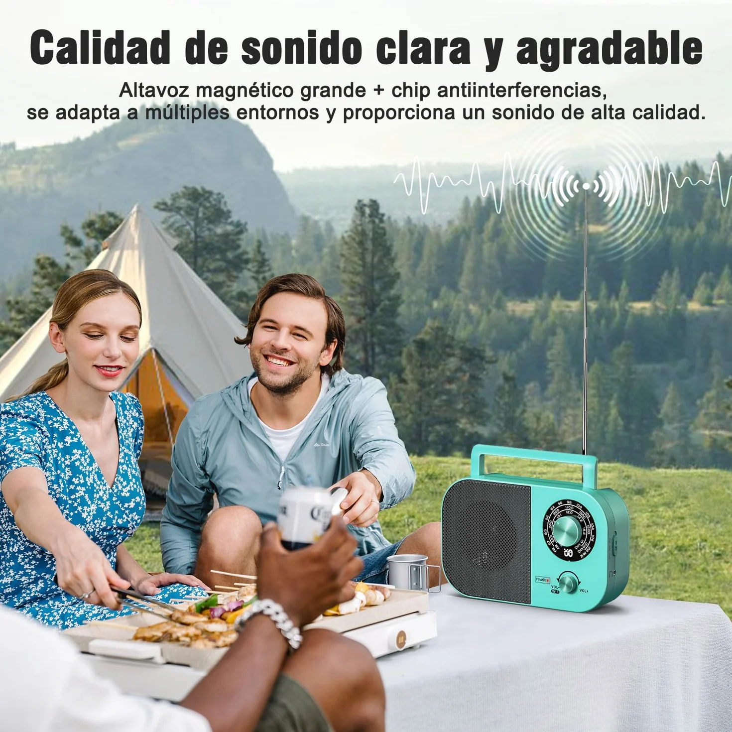 Radio portátil,Am,FM,SW,FM Radio Portátil con Fuente de Alimentación y Batería, Altavoz Integrado y Toma de Auriculares, Adecuada para Uso en Casa/Exterior/Camping/Emergencia.（Azul）