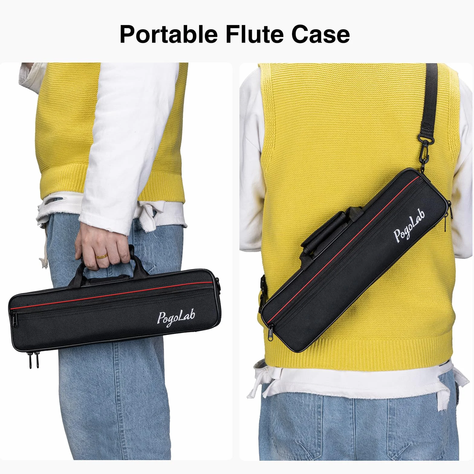 POGOLAB Flauta de Agujero Cerrado, Offset-G, Flauta de Estudiante de Pie C, con Estuche de Flauta/Kit de Limpieza de Flauta/Varilla de Sonda/Guantes, Flauta de Níquel