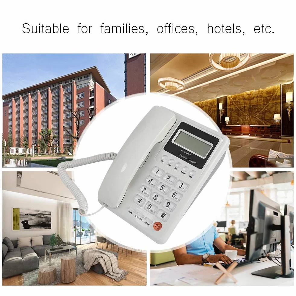 Teléfono Fijo con Contestador Automático y Identificador de Llamadas DTMF/FSK para Hogar, Hotel u Oficina