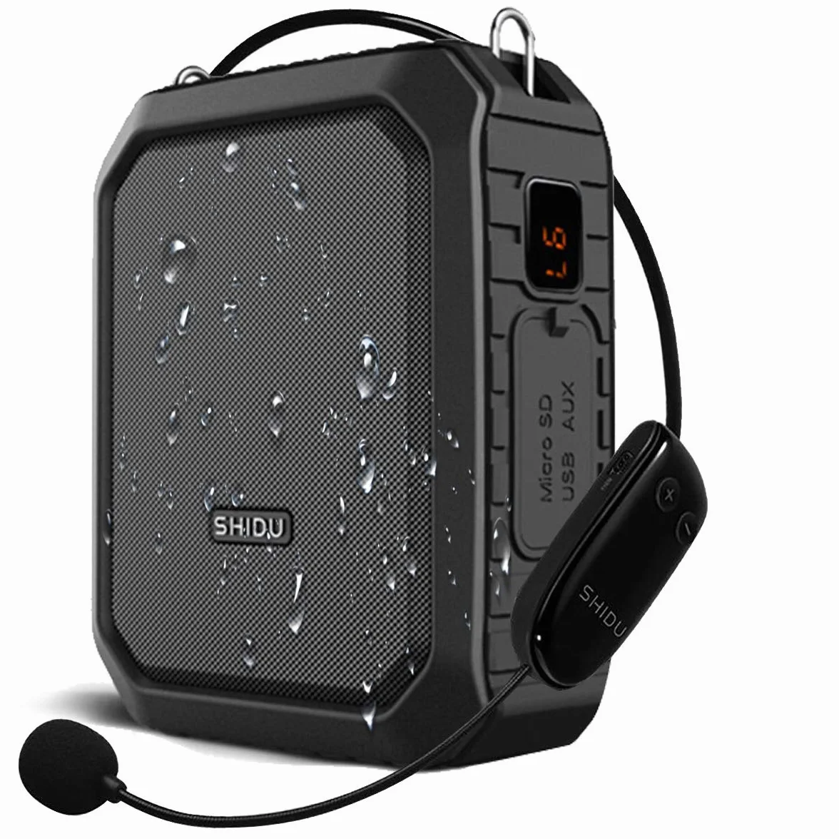 SHIDU 18W Amplificador de voz inalámbrico Sistema PA impermeable con micrófono inalámbrico UHF Altavoz Bluetooth para aula al aire libre Guía turístico