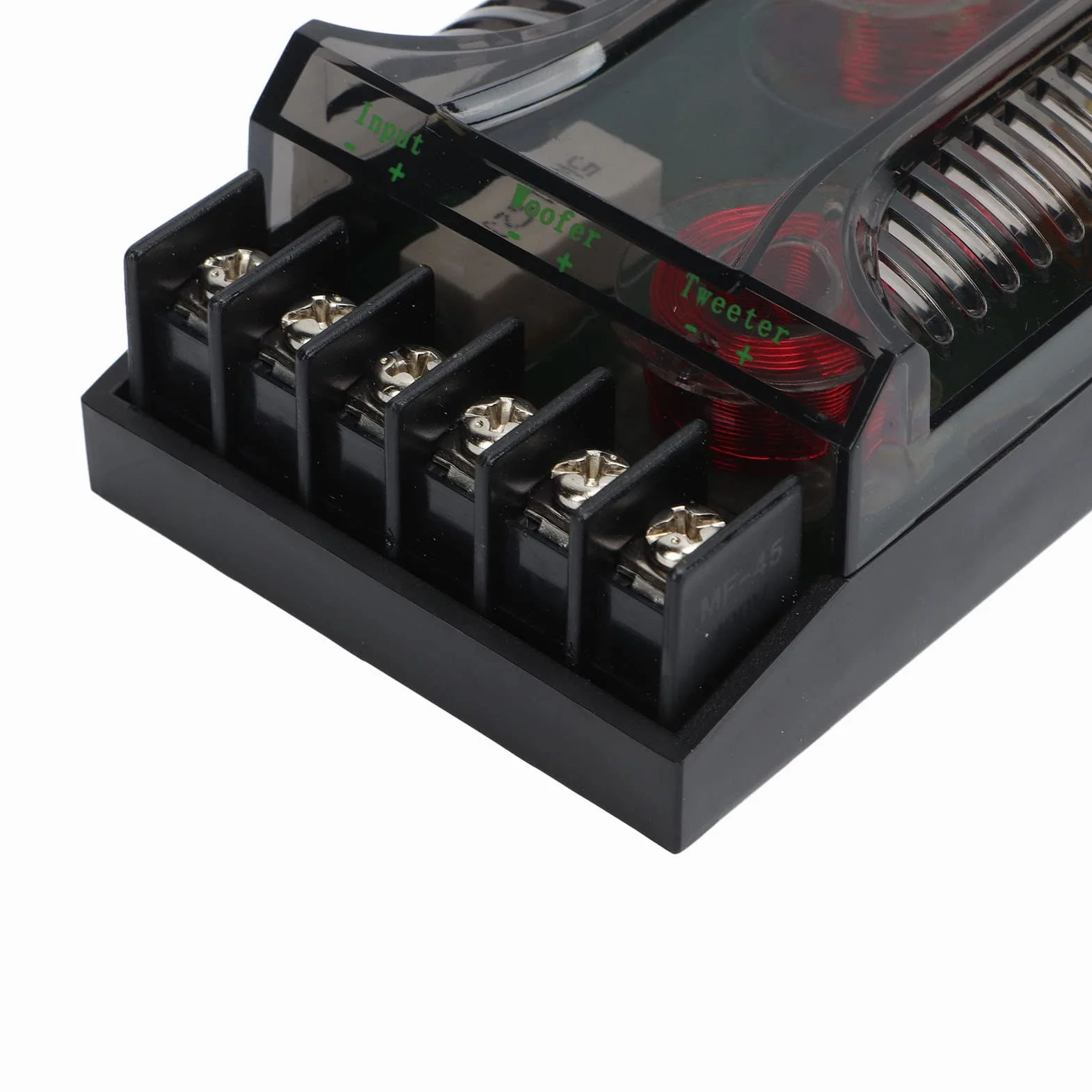 Divisor de Frecuencias de 2 Vías para Altavoces de Coche Compatible con la Mayoría de Sistemas de Audio Crossover con Protección contra Sobrecorriente y Disipación de Calor