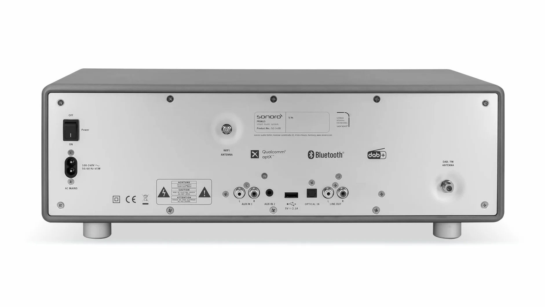 Sonoro Primus Stereo internetradio met DAB+, FM, Spotify en Bluetooth, mate graphite (HNSO31912BB)
