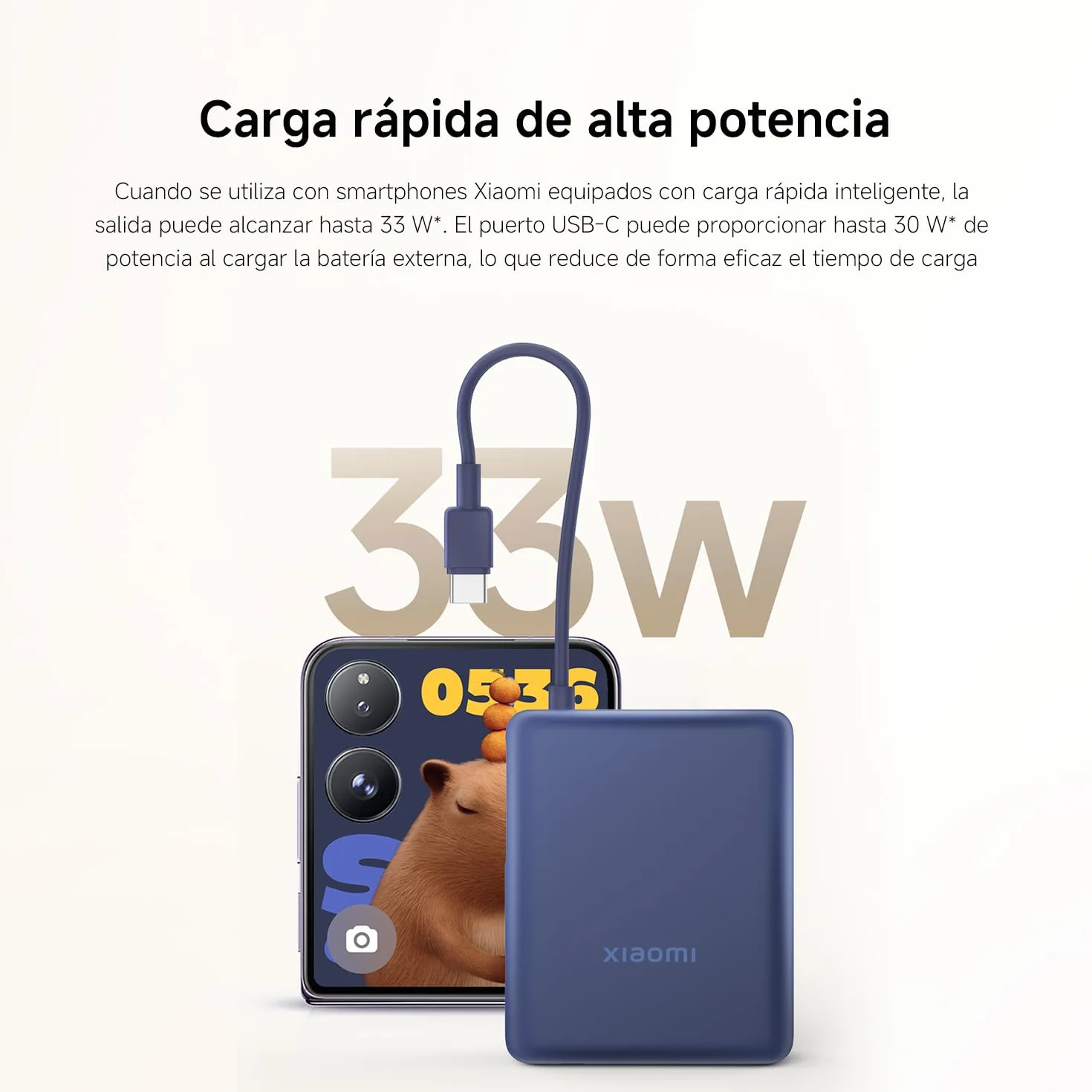 Xiaomi Power Bank 33W 10000mAh (Integrated Cable) Ice Blue 3 Puertos Carga Rápida