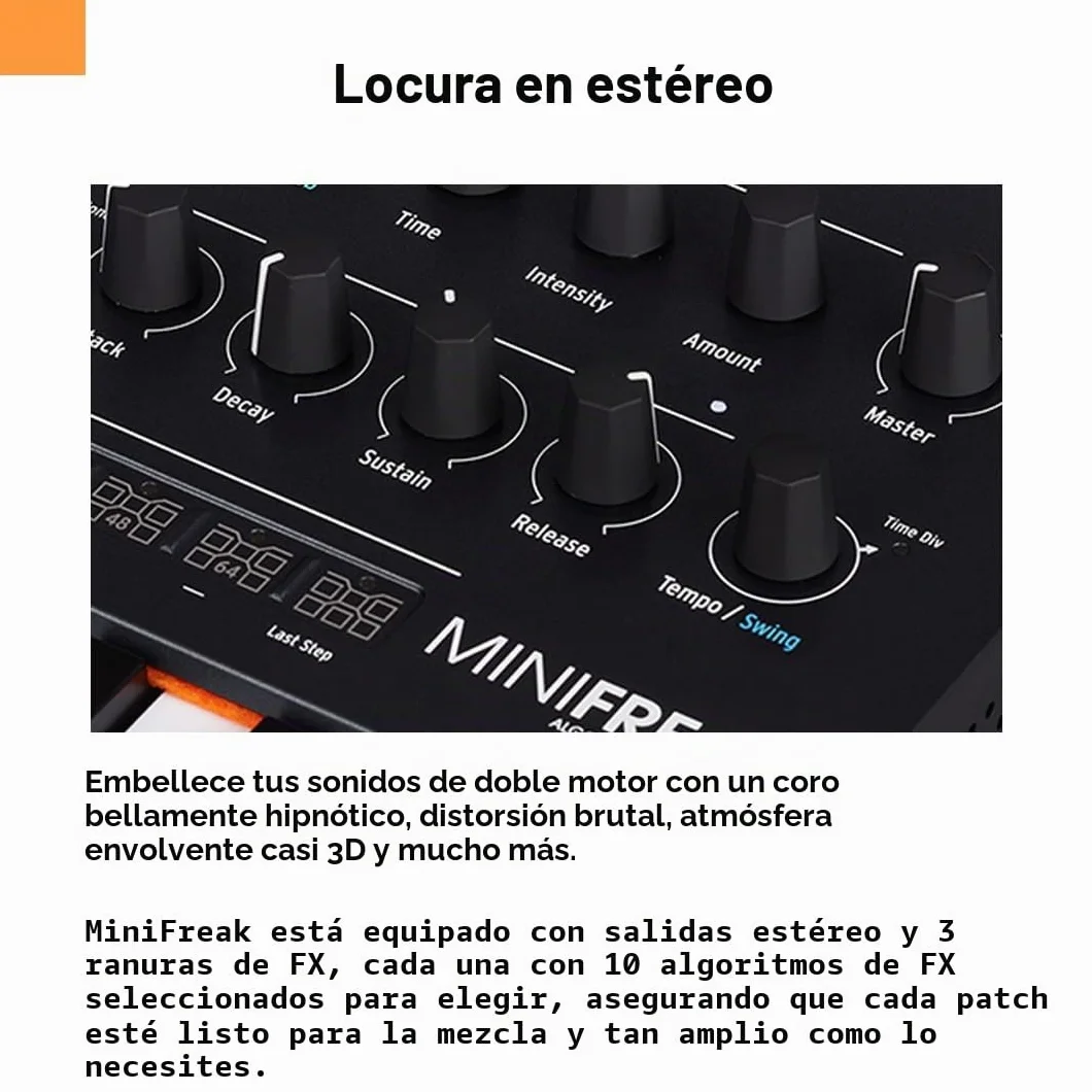 Arturia Minifreak Sintentizador polifónico de algoritmo espontáneo de 37 teclas y 6 voces con filtro analógico, 11 algoritmos FX, arpegiador y secuenciador