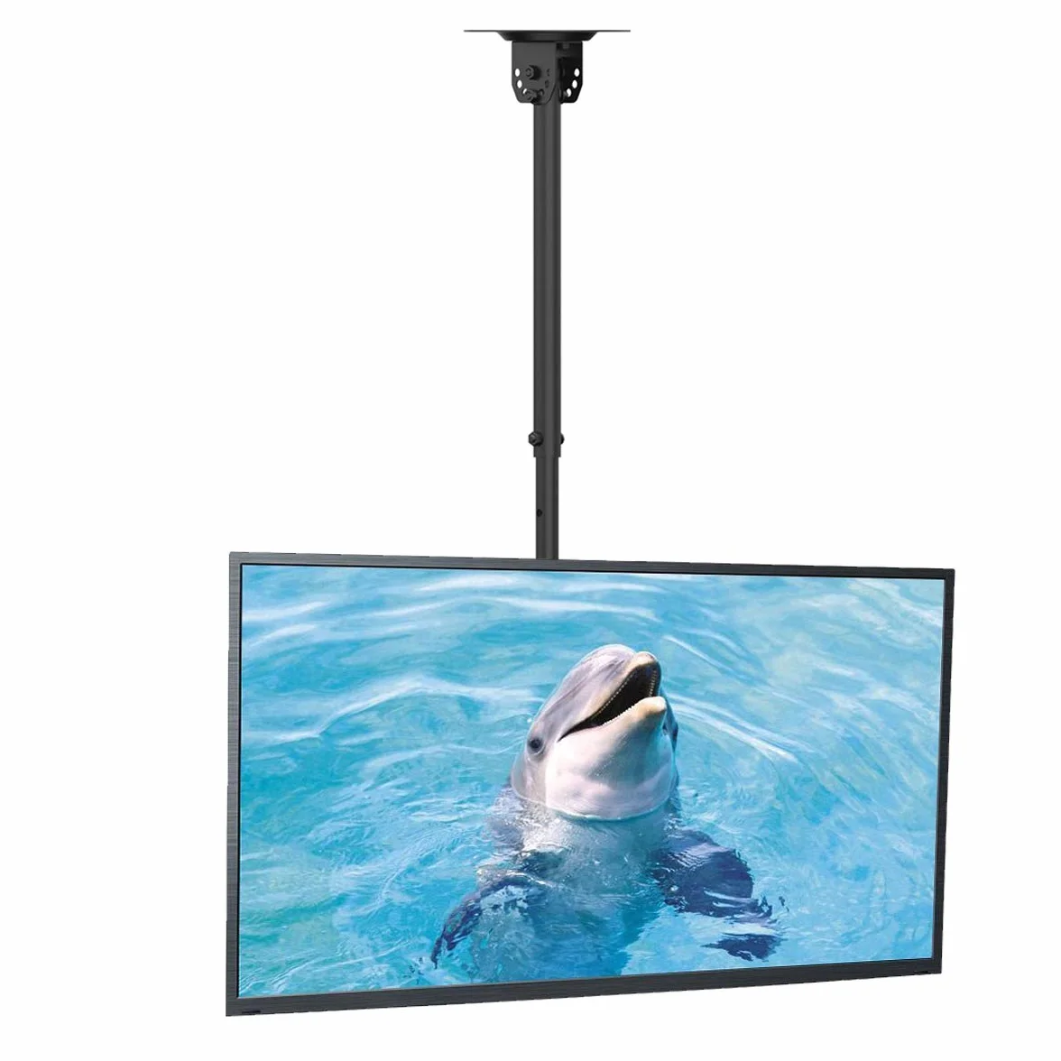 Suptek Soporte TV Techo 26-65 Pulgadas Altura Ajustable 43-70cm 45kg VESA 200x200 Inclinación 15° Giro 90° Rotación 360°