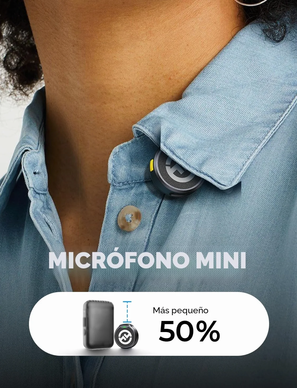 Hollyland Lark M2 Micrófono Inalambrico Solapa Compatible con Teléfonos Android, iPhone 15, 300 m, Hi-Fi Audio, Cancelación de Ruido, 30H Duración, Micrófono Inalámbrico para Livestream Vlog - Negro