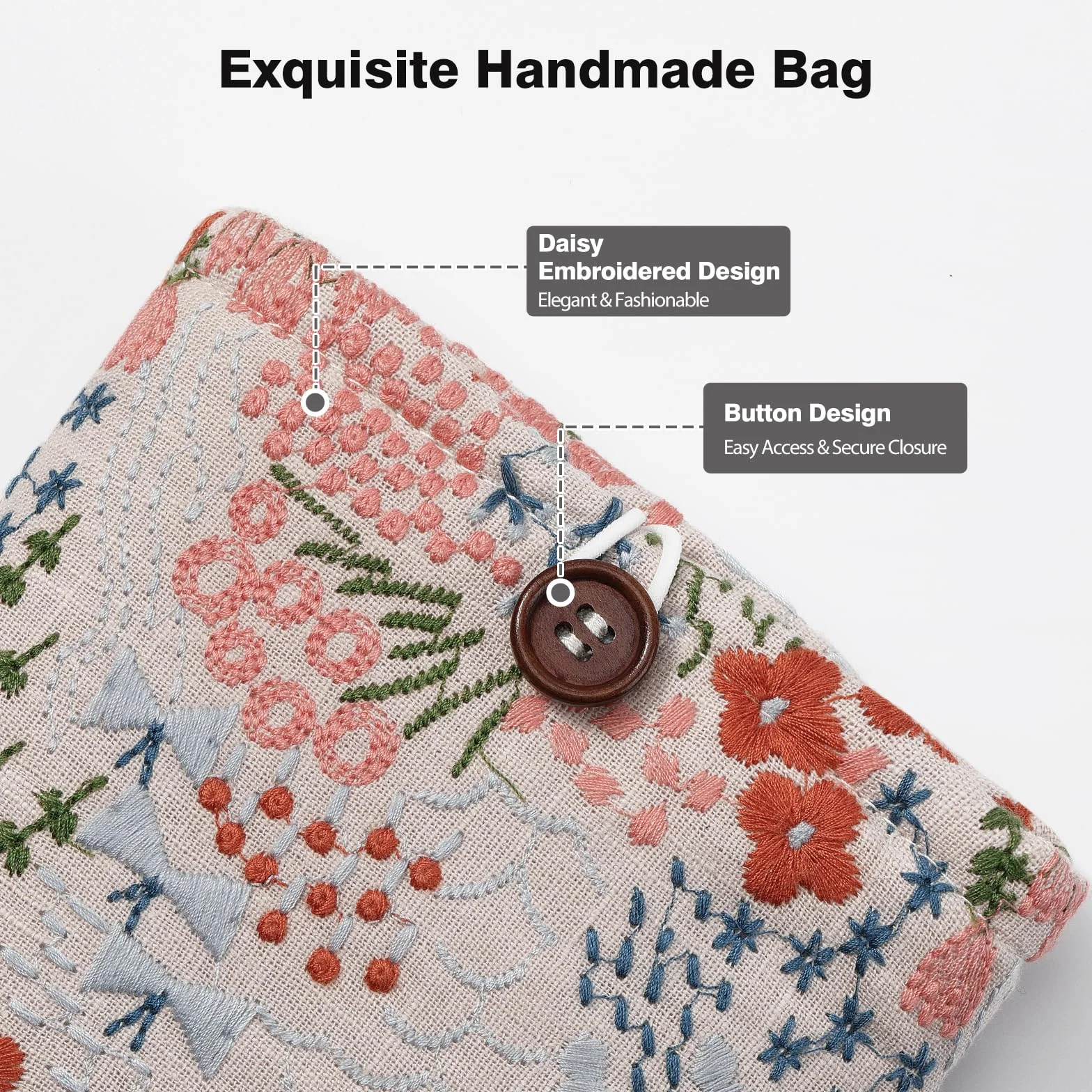 MOKO Bindle Pouch para Kindle Colorsoft, Paperwhite 12th Gen 2024, Kindle 2022-2016, Oasis/Voyage/Kobo Ereader, Flor Beige