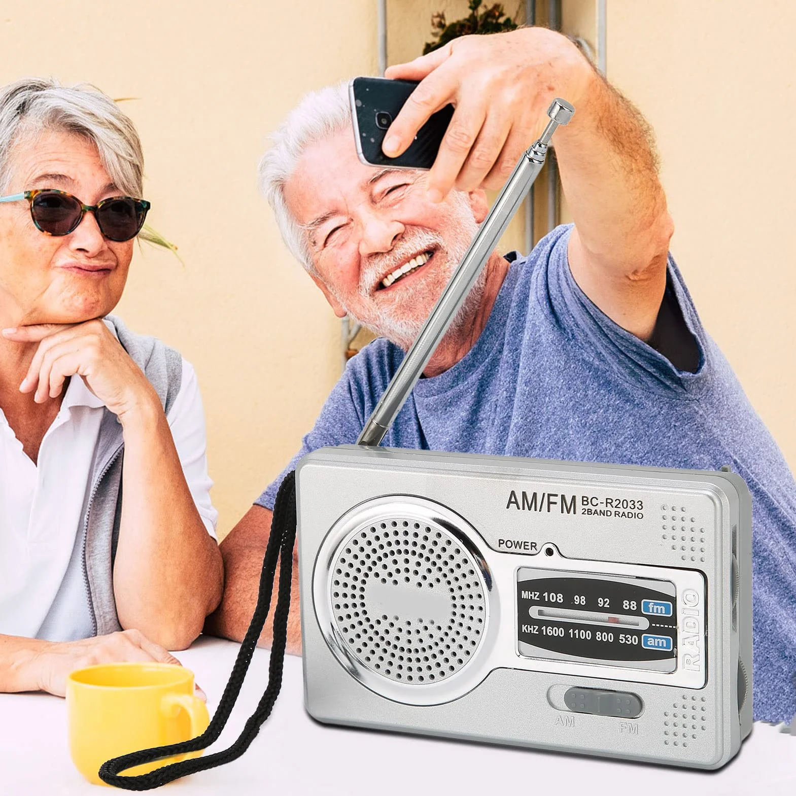 Radio Portátil, Radio de Transistor Am FM Portátil Operada por 2 Pilas AA Pequeña con Conector para Auriculares para Regalos de Ancianos para Viajes Al Aire Libre