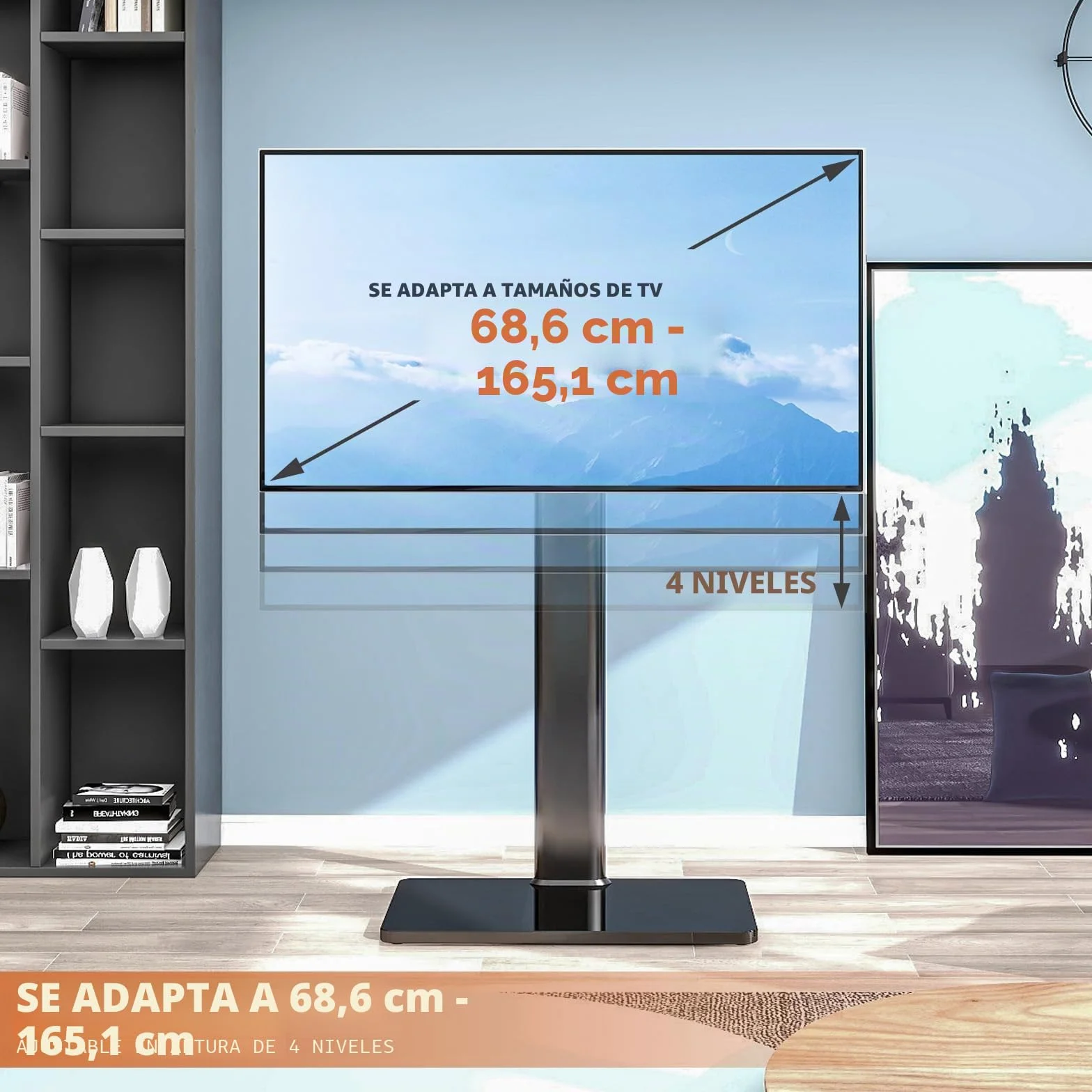 Soporte TV Pie Suelo Giratorio 80° Altura Ajustable para TV LCD LED OLED 27-65 Pulgadas VESA 400x400 mm