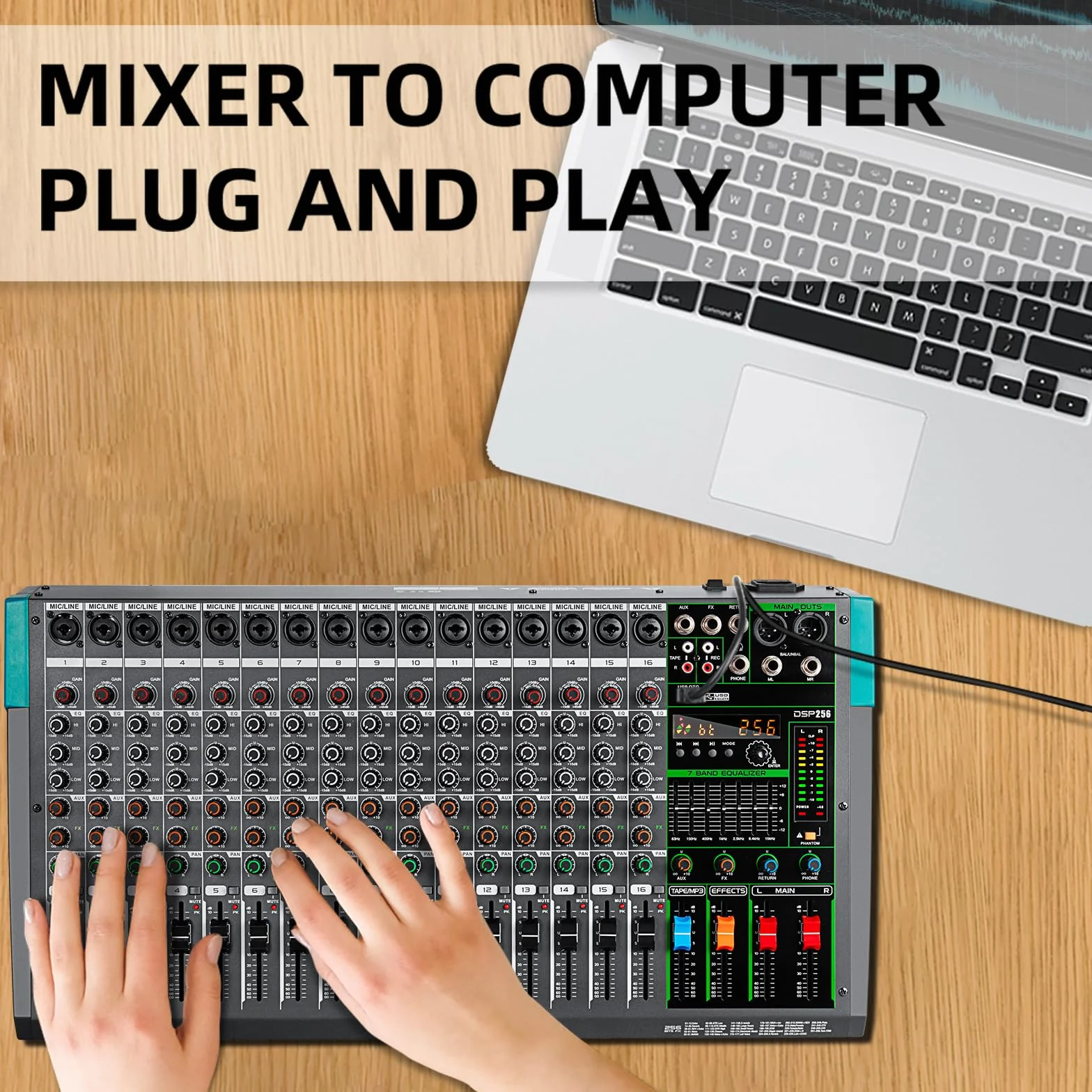 Depusheng PA16 mezclador profesional consola de interfaz de sistema de escritorio 16 canales digital USB Bluetooth MP3 48V alimentación fantasma incorporada 256 efecto de reverberación