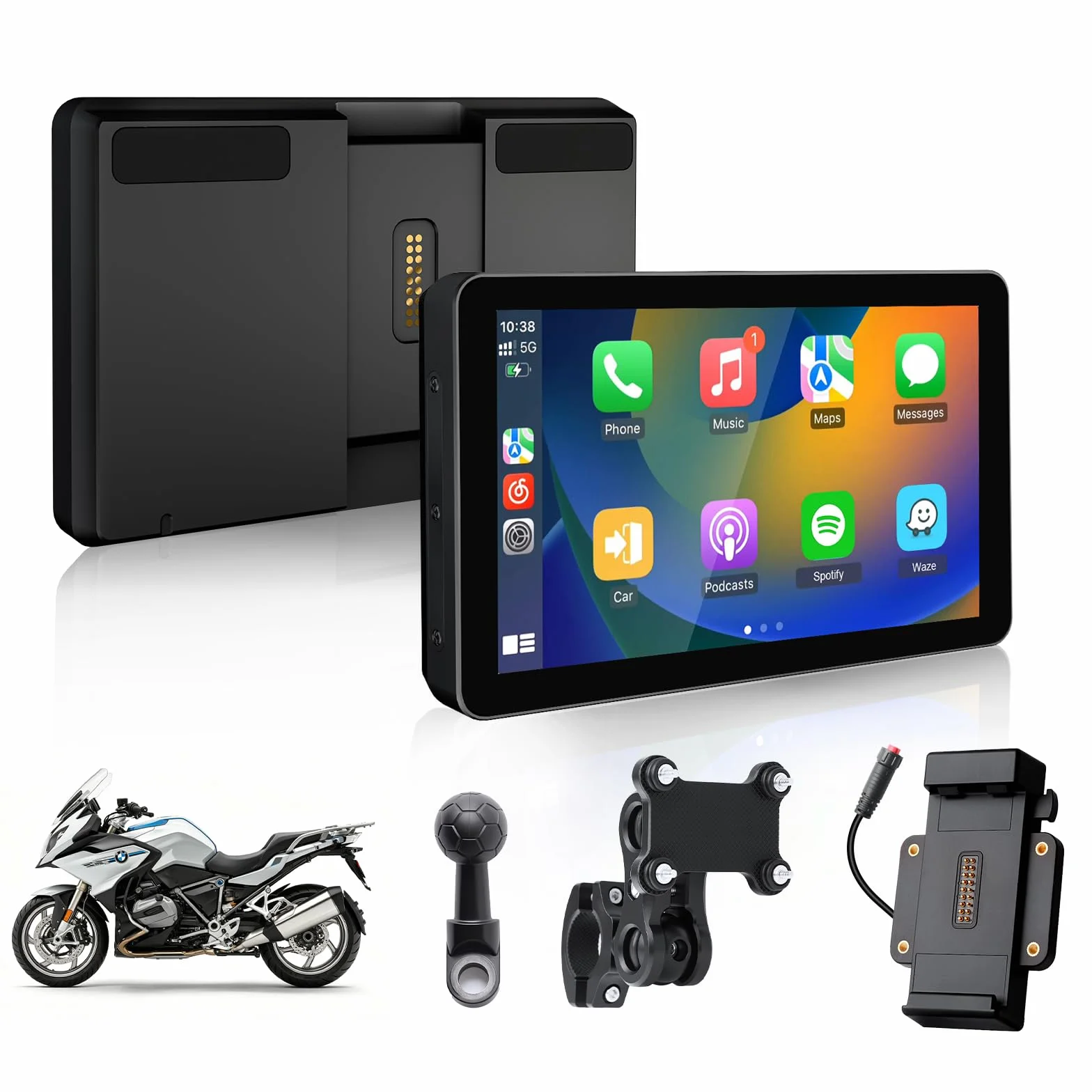 Universal Carplay Moto Soporte Adaptador Corriente GPS Navegador 5 Pulgadas Pantalla Táctil Impermeable 1000 nit Android Auto