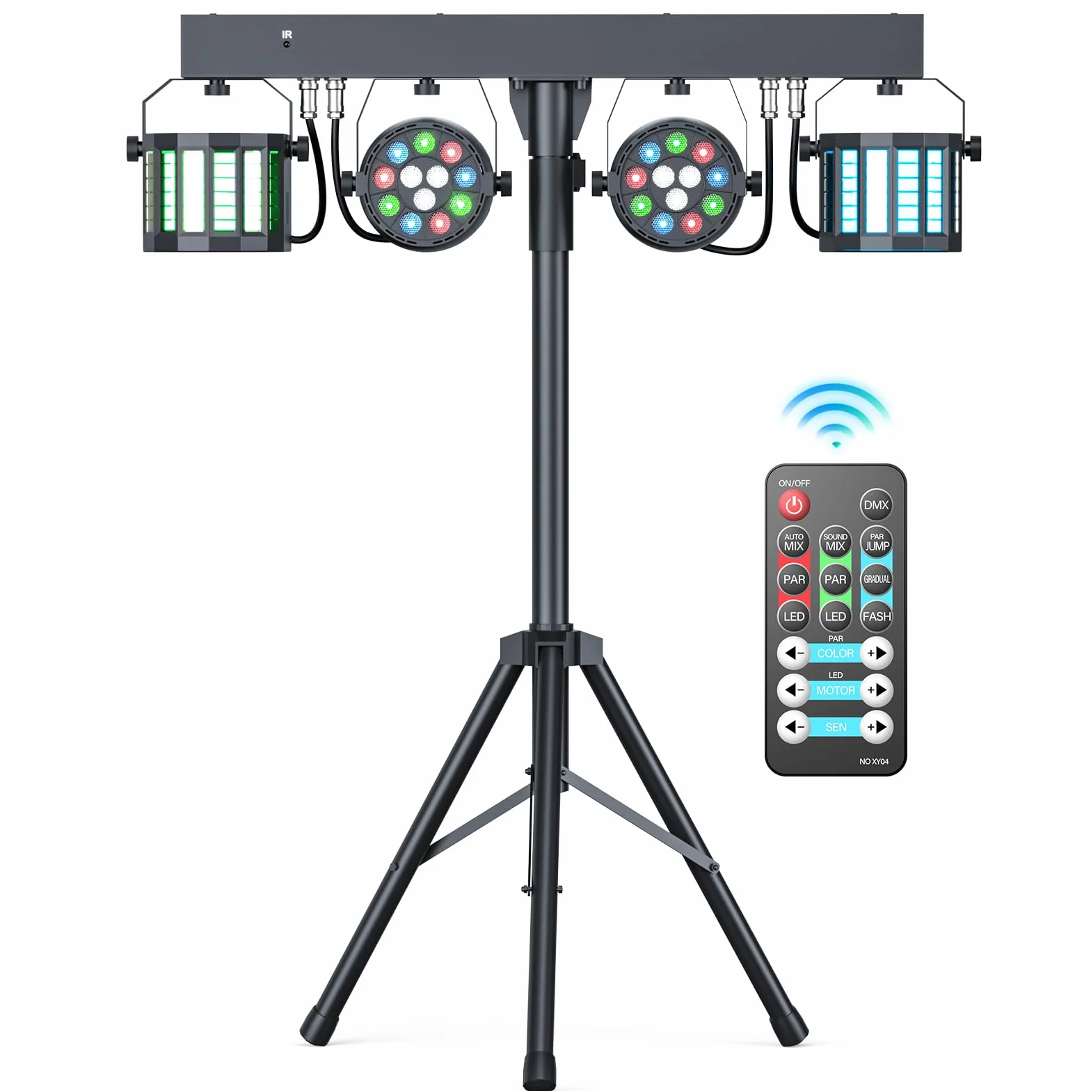 60 W Juego de luz escenario con soporte y control remoto, foco par LED Derby RGBW efecto estroboscópico luz de discoteca para fiesta, KTV, iglesia, concierto, boda, Halloween